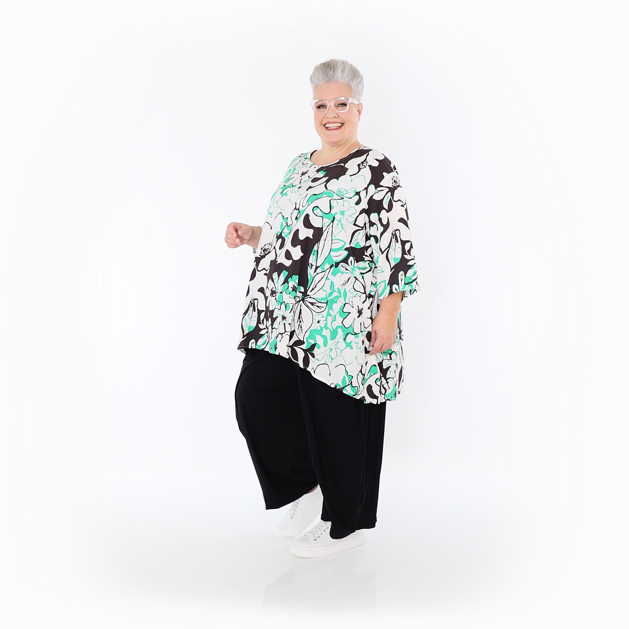 AKH Fashion · Shirt · Isalie · 593 · Weiß/Schwarz/Grün
