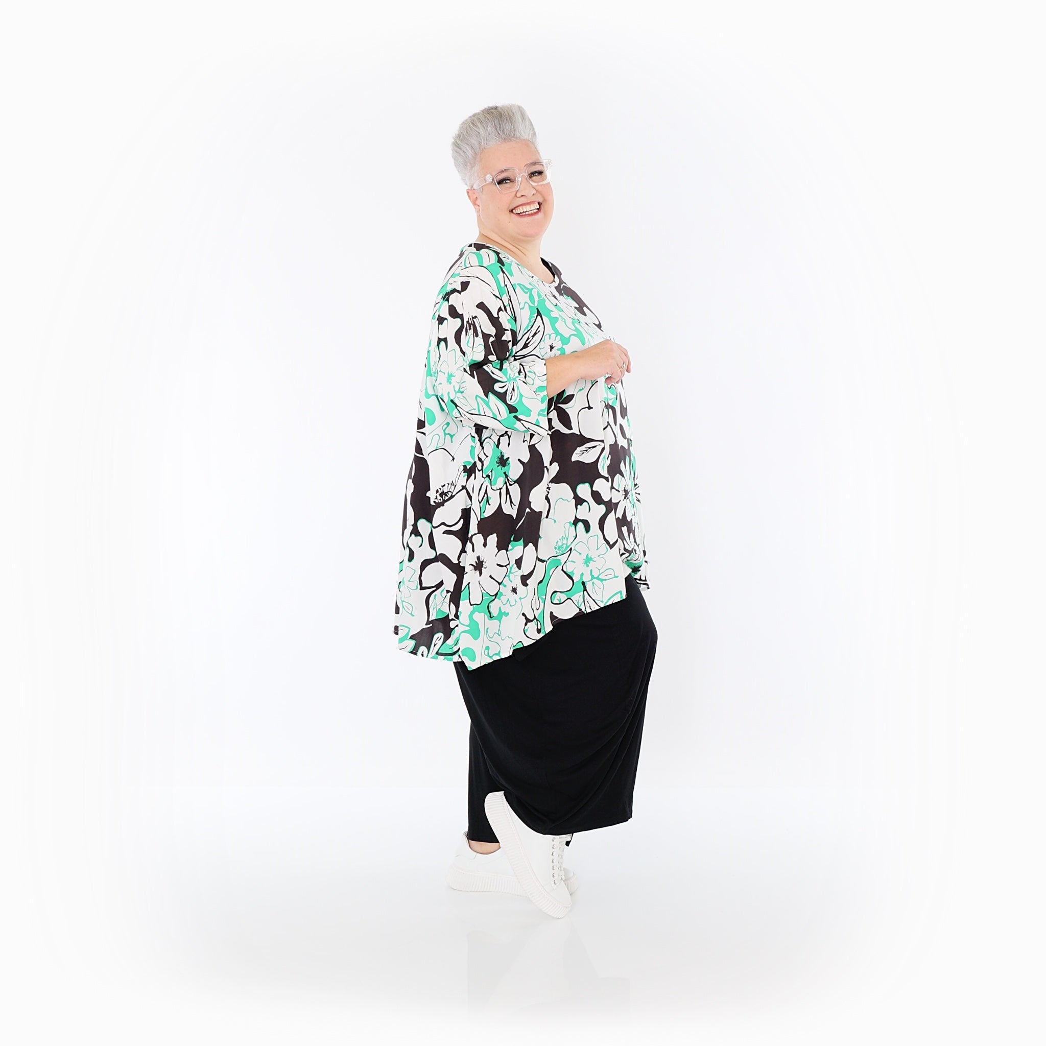 AKH Fashion · Shirt · Isalie · 593 · Weiß/Schwarz/Grün