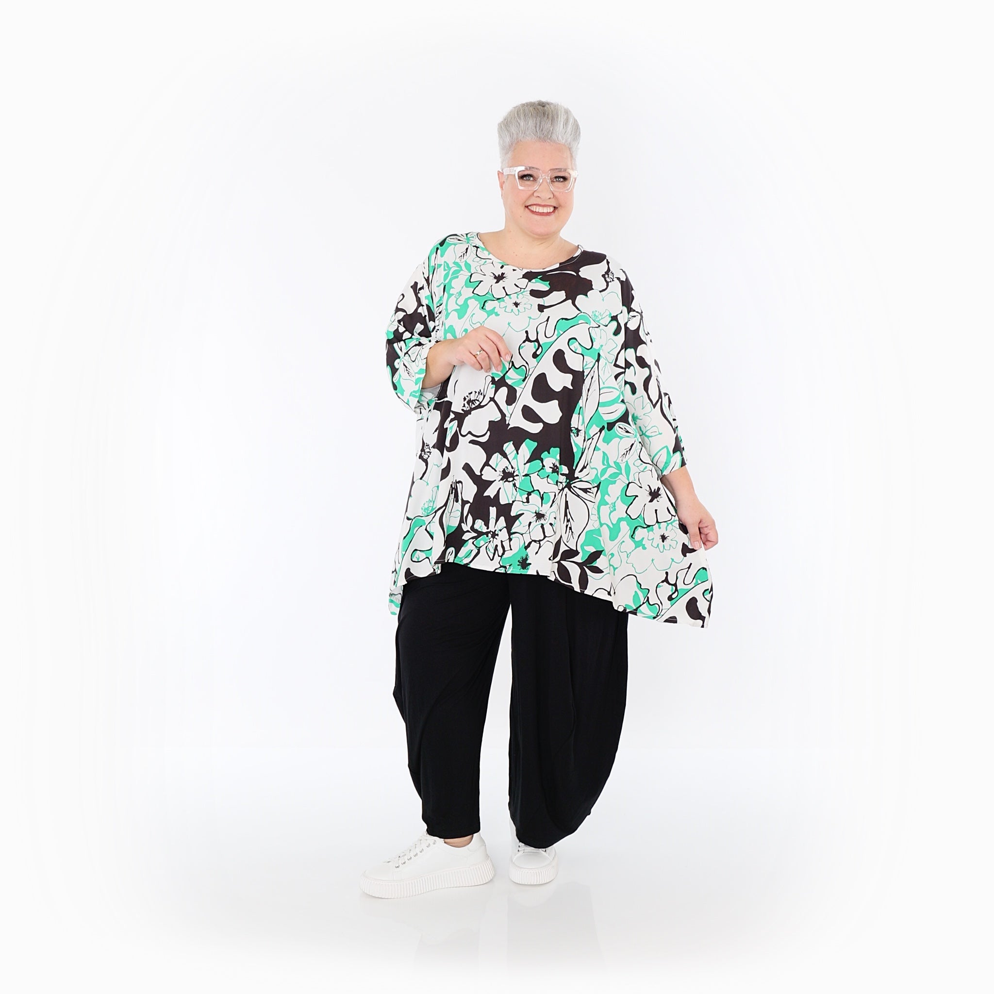 AKH Fashion · Shirt · Isalie · 593 · Weiß/Schwarz/Grün