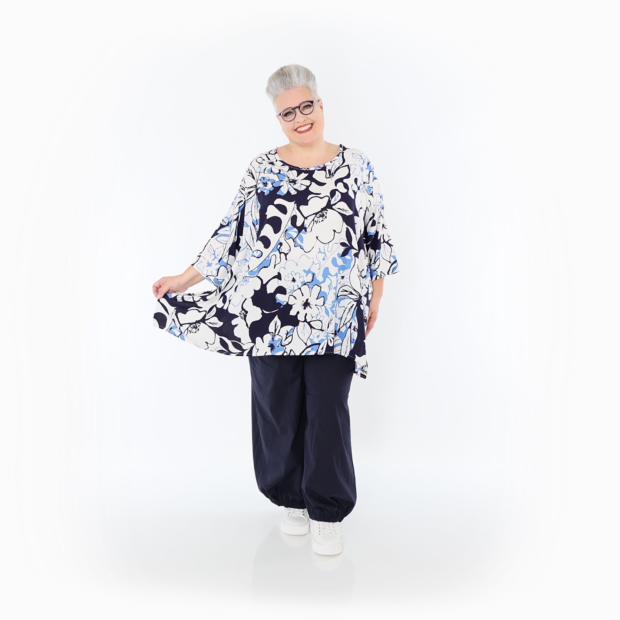 AKH Fashion · Shirt · Isalie · 593 · Weiß/Marine/Blau