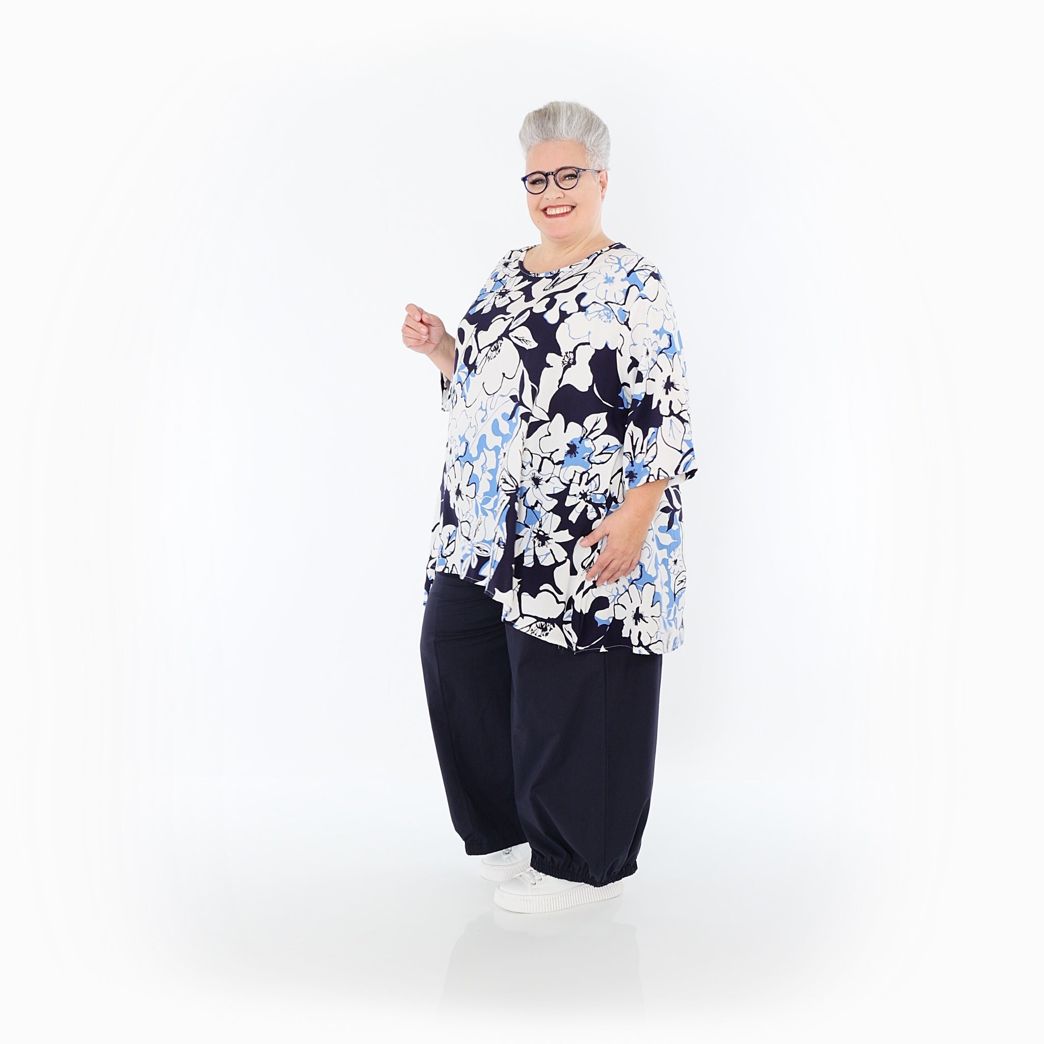 AKH Fashion · Shirt · Isalie · 593 · Weiß/Marine/Blau