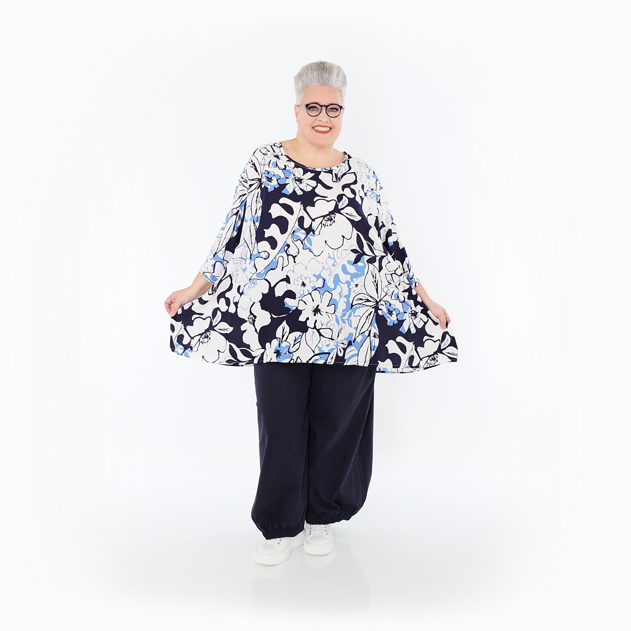 AKH Fashion · Shirt · Isalie · 593 · Weiß/Marine/Blau