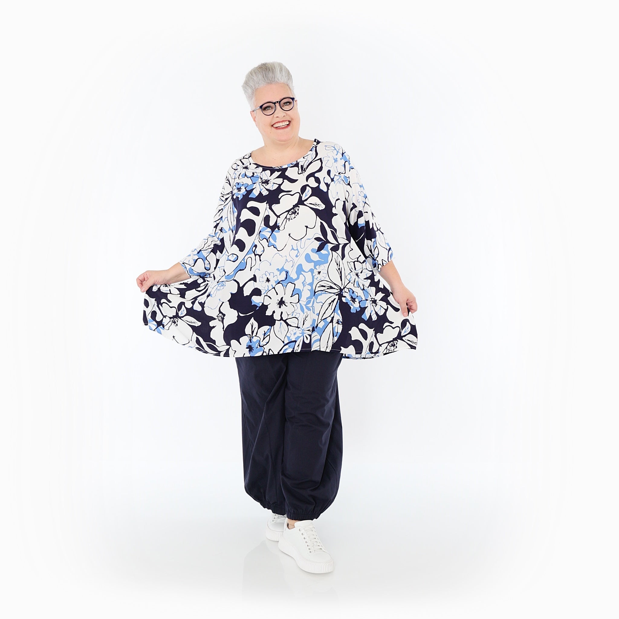 AKH Fashion · Shirt · Isalie · 593 · Weiß/Marine/Blau