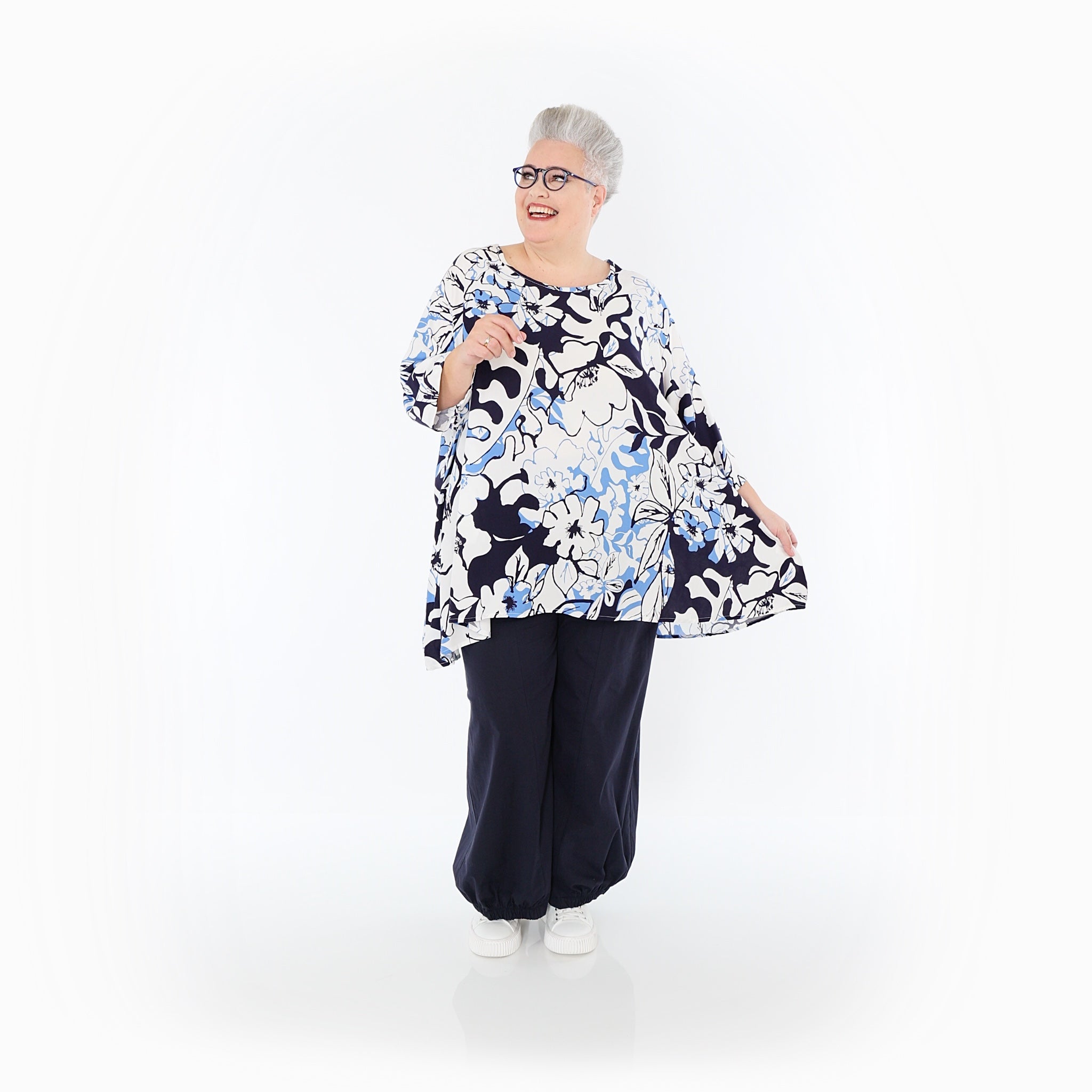 AKH Fashion · Shirt · Isalie · 593 · Weiß/Marine/Blau