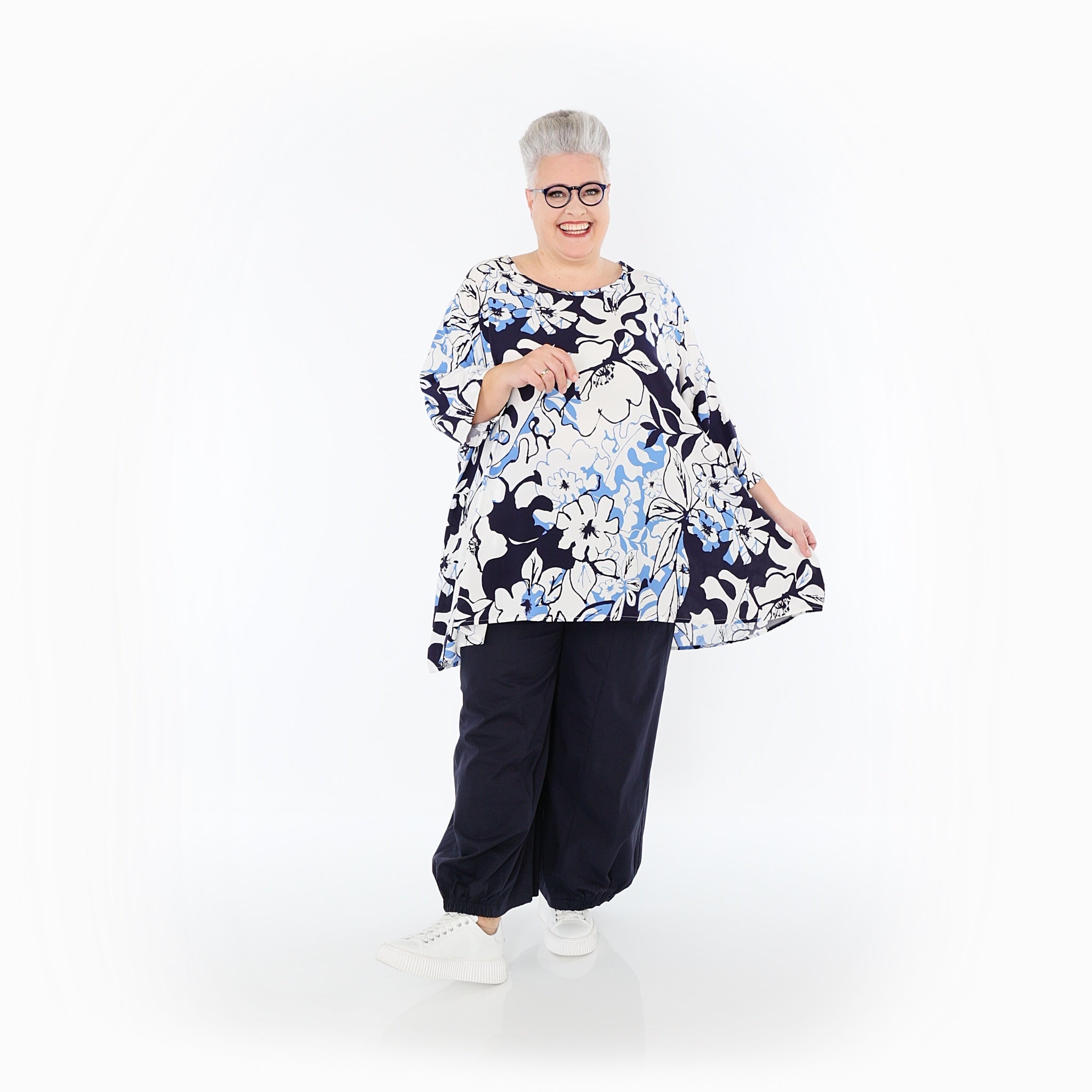AKH Fashion · Shirt · Isalie · 593 · Weiß/Marine/Blau