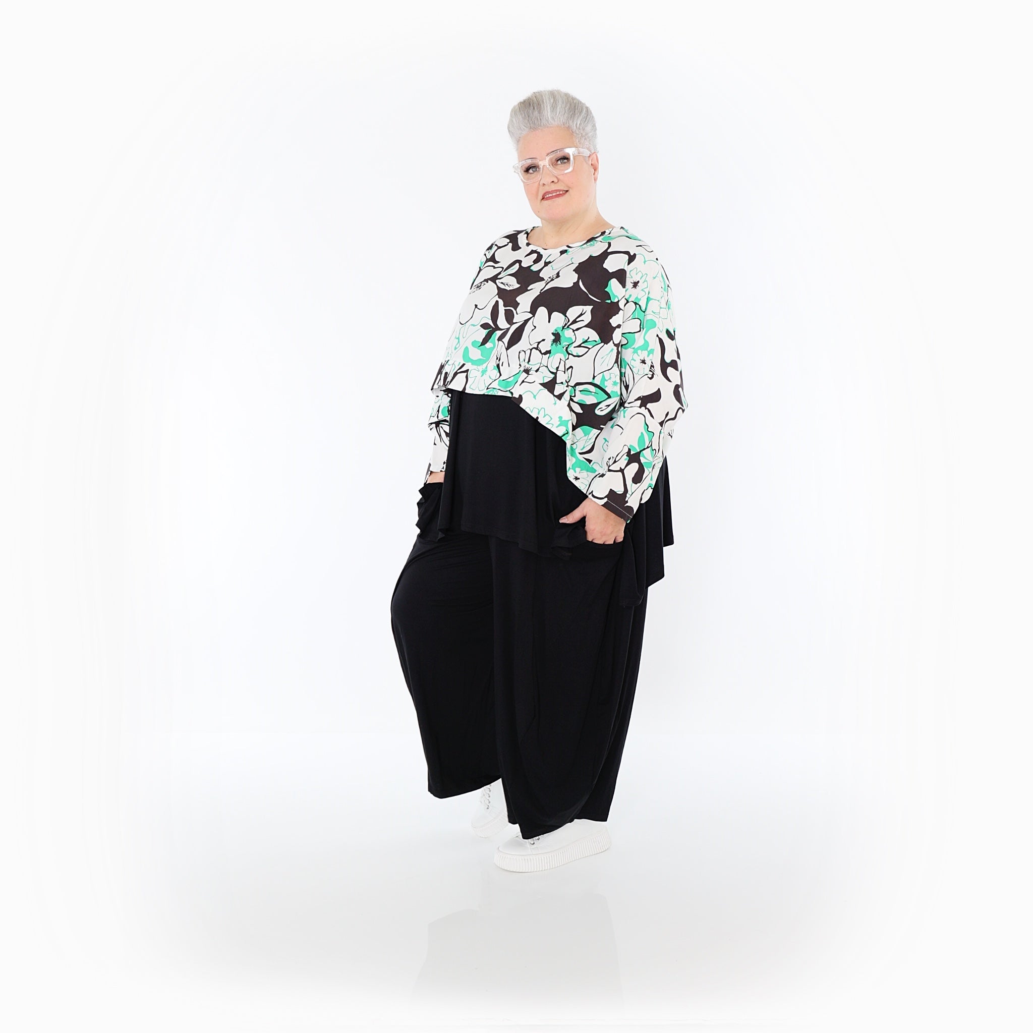 AKH Fashion · Überwurf · Isalie · 7011 · Weiß/Schwarz/Grün
