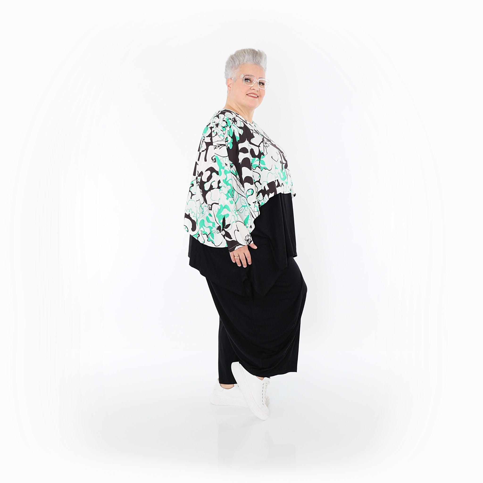AKH Fashion · Überwurf · Isalie · 7011 · Weiß/Schwarz/Grün