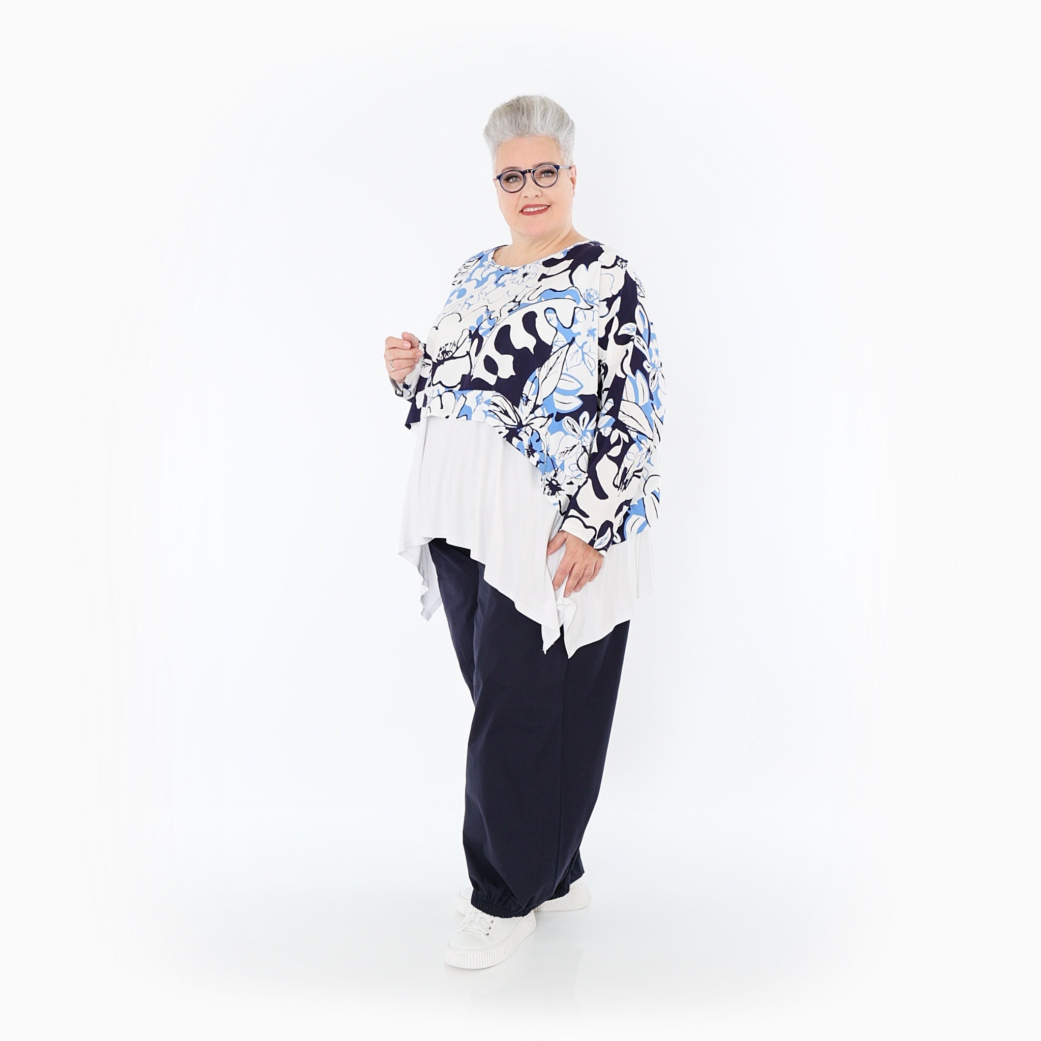 AKH Fashion · Überwurf · Isalie · 7011 · Weiß/Marine/Blau
