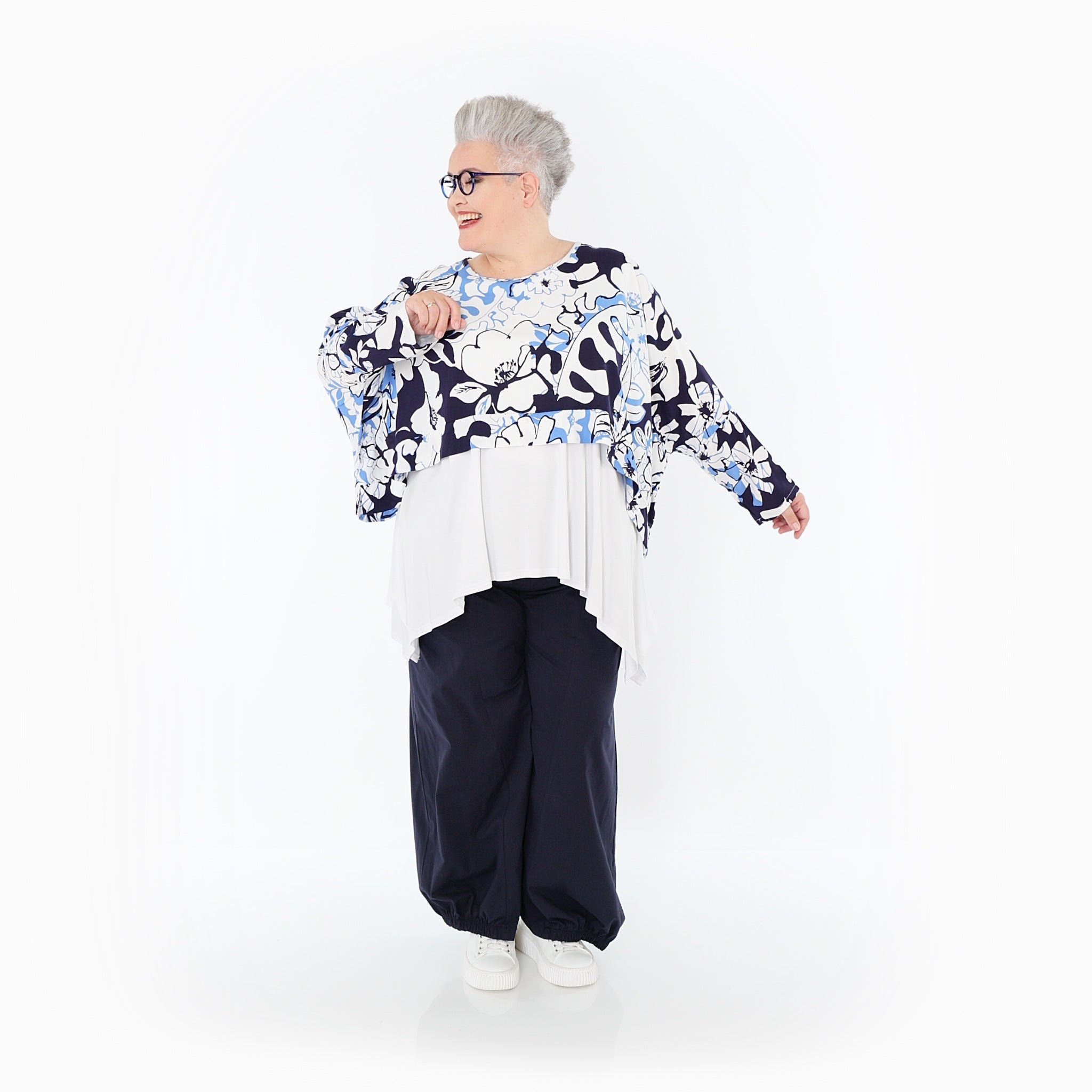 AKH Fashion · Überwurf · Isalie · 7011 · Weiß/Marine/Blau