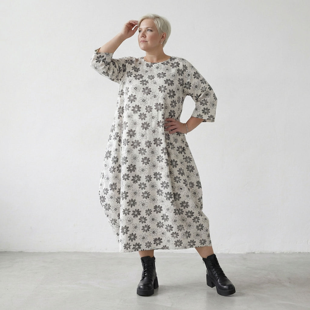 AKH Fashion 1926 Dress, White-Black