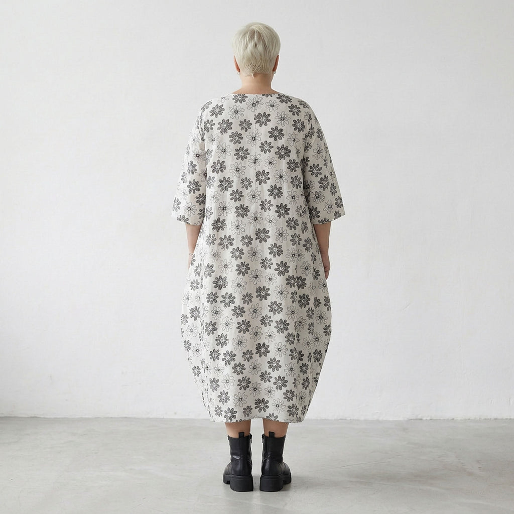 AKH Fashion 1926 Dress, White-Black