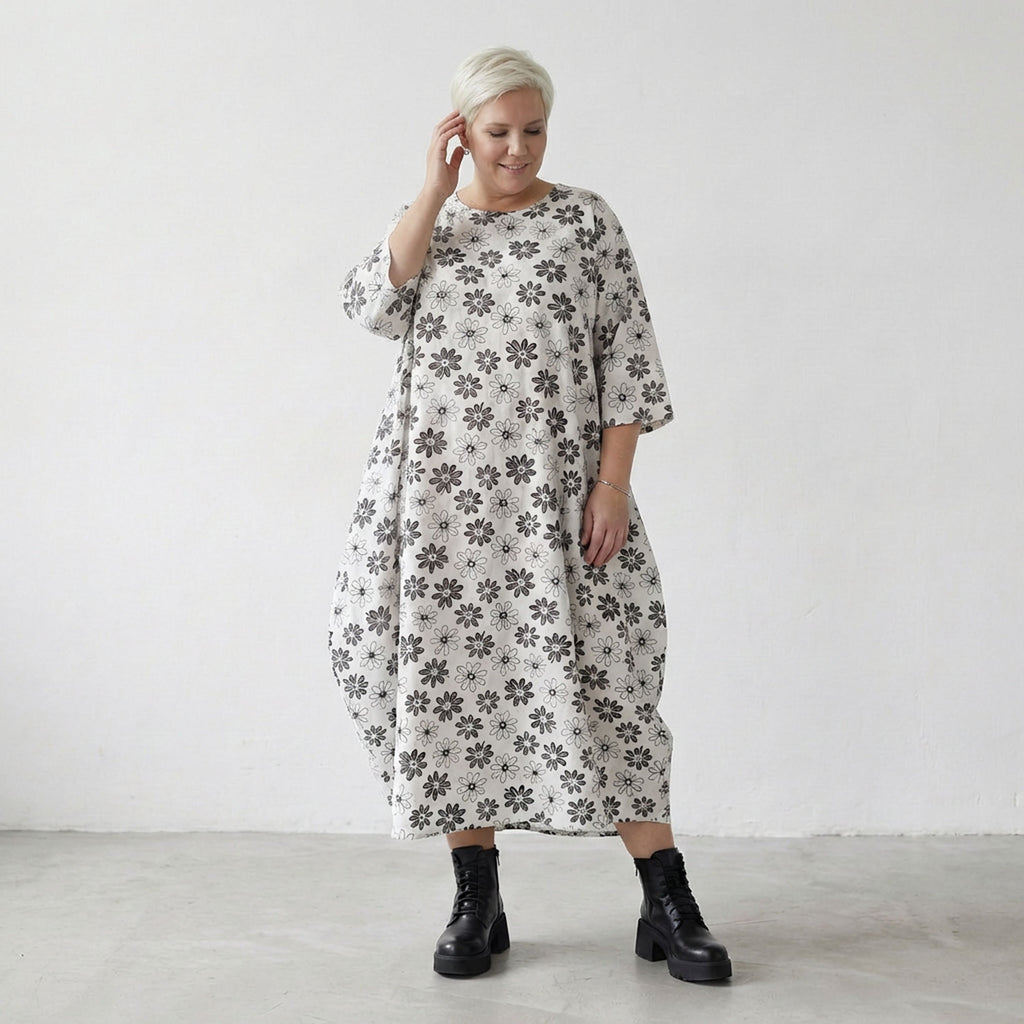 AKH Fashion 1926 Dress, White-Black