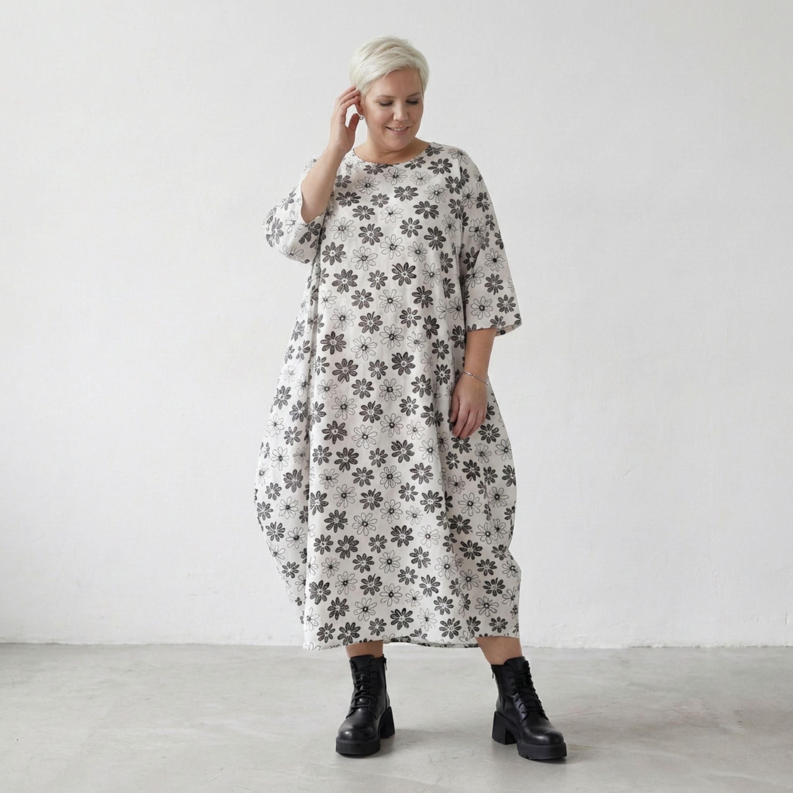 AKH Fashion 1926 Dress, White-Black