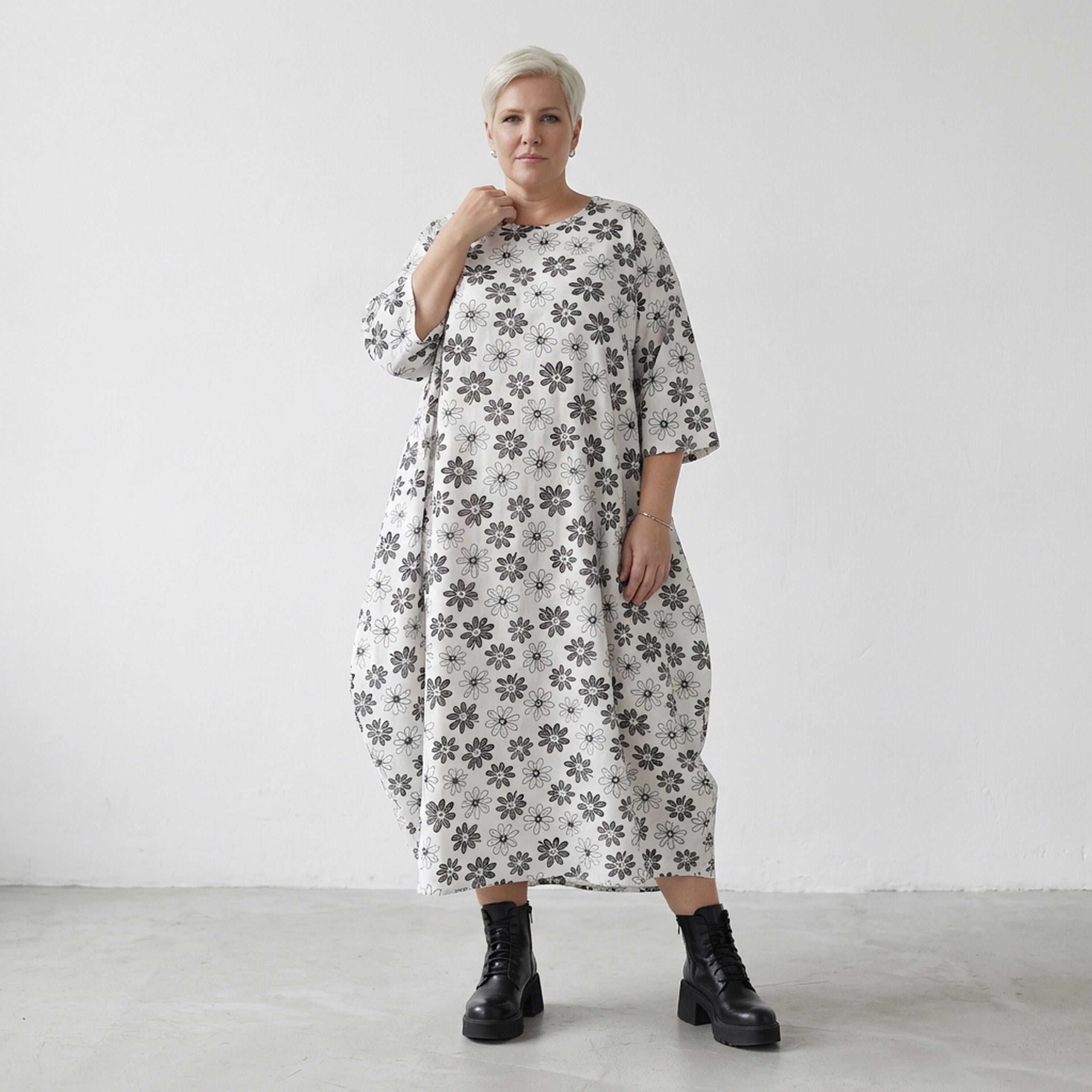 AKH Fashion 1926 Dress, White-Black