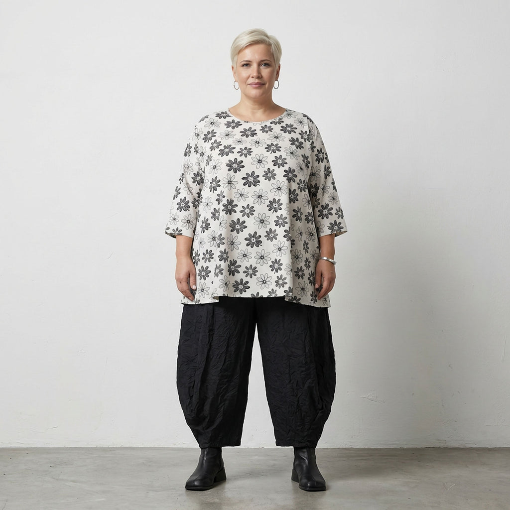 AKH Fashion 593 Big Shirt, White-Black