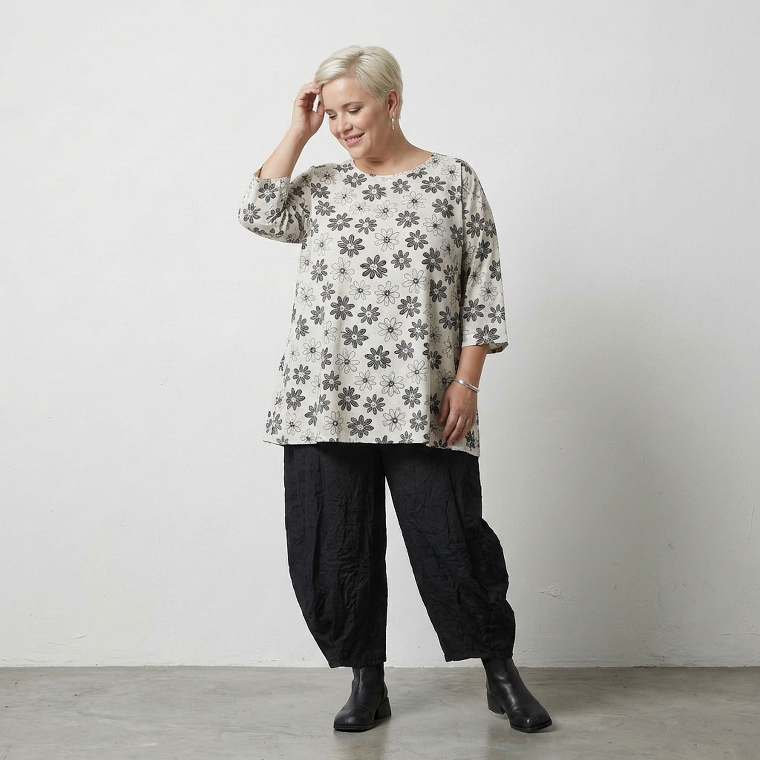AKH Fashion 593 Big Shirt, White-Black