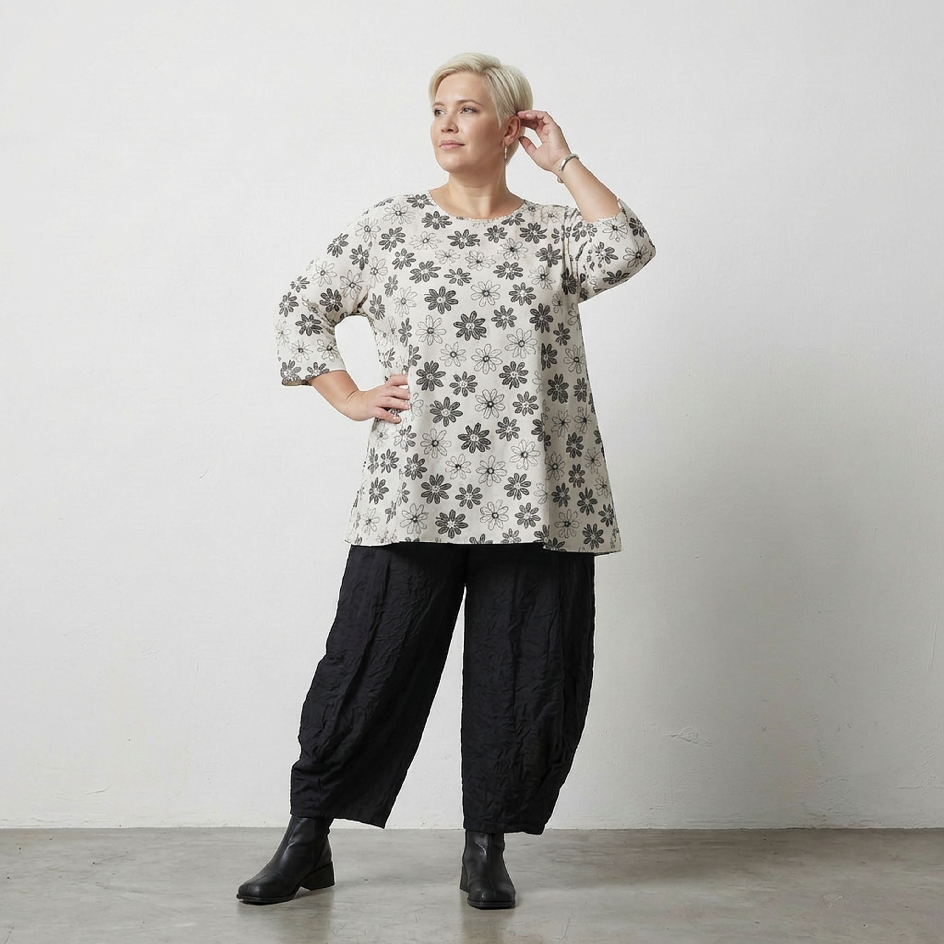 AKH Fashion 593 Big Shirt, White-Black