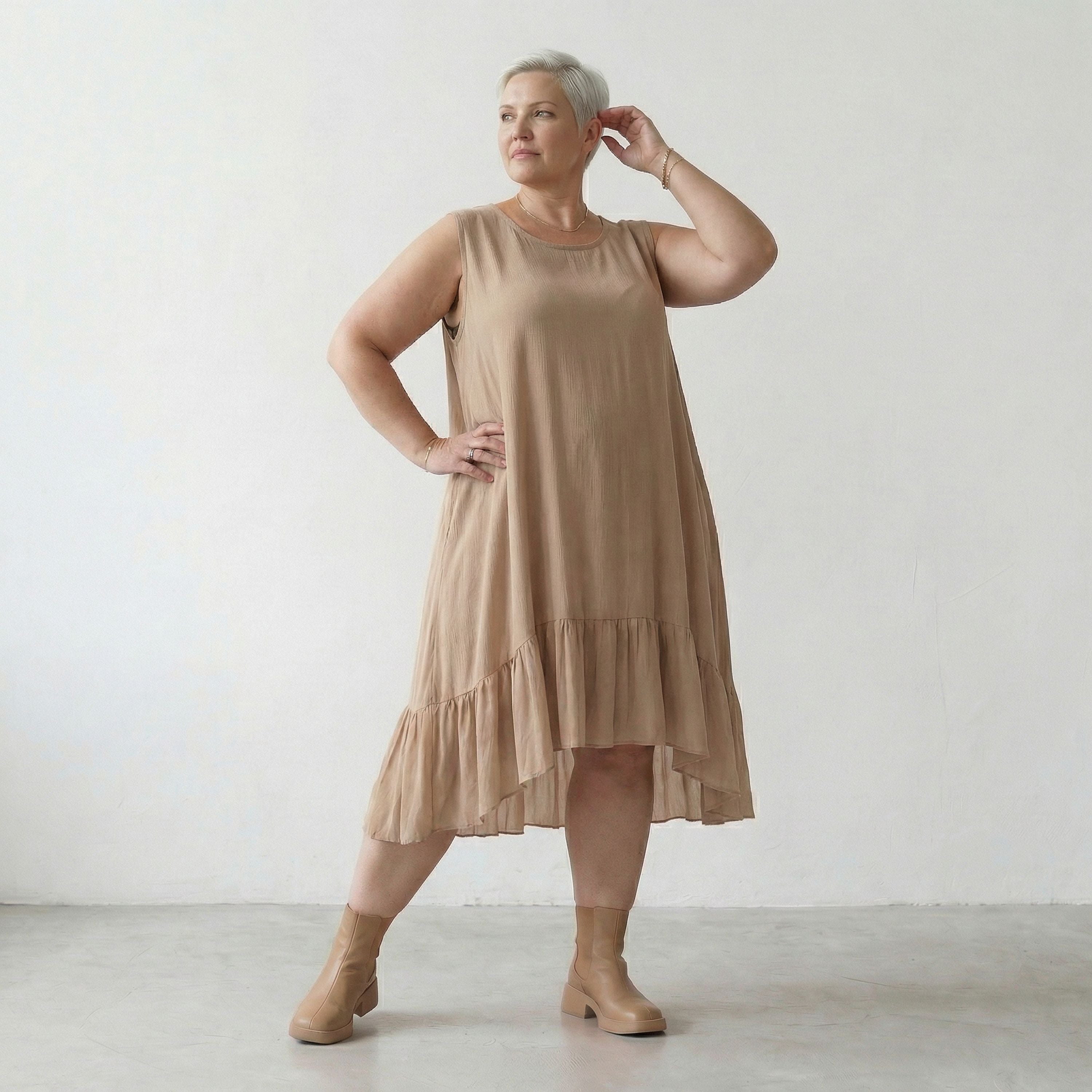 AKH Fashion 7023 Kleid, Beige