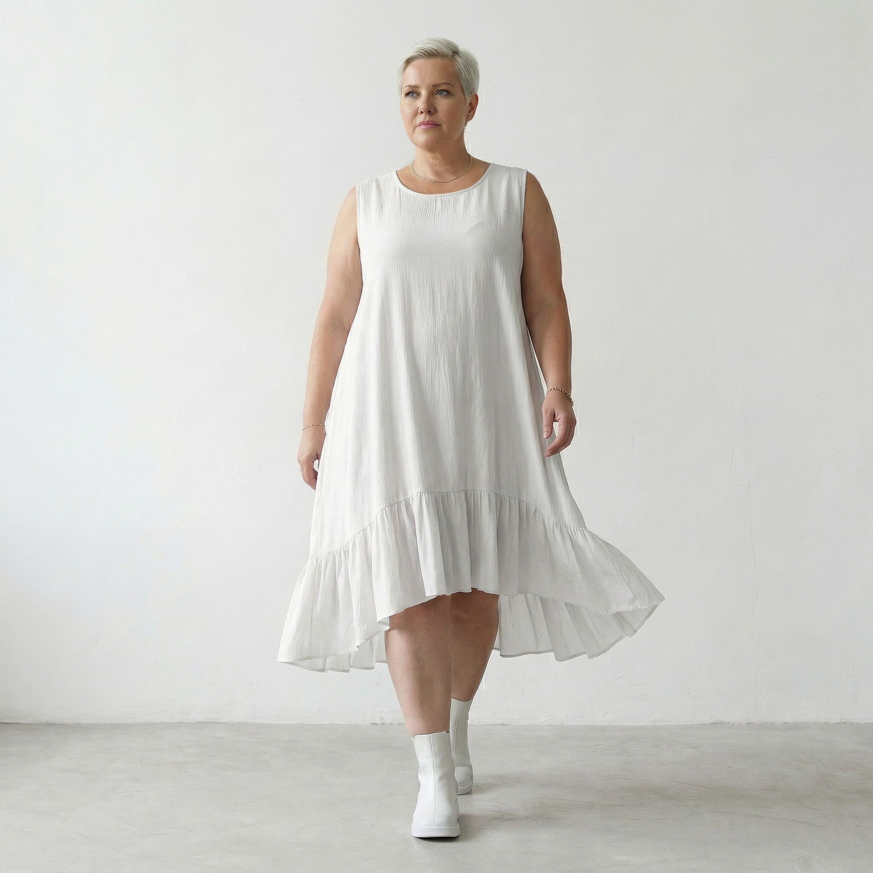 AKH Fashion 7023 Kleid, Weiß