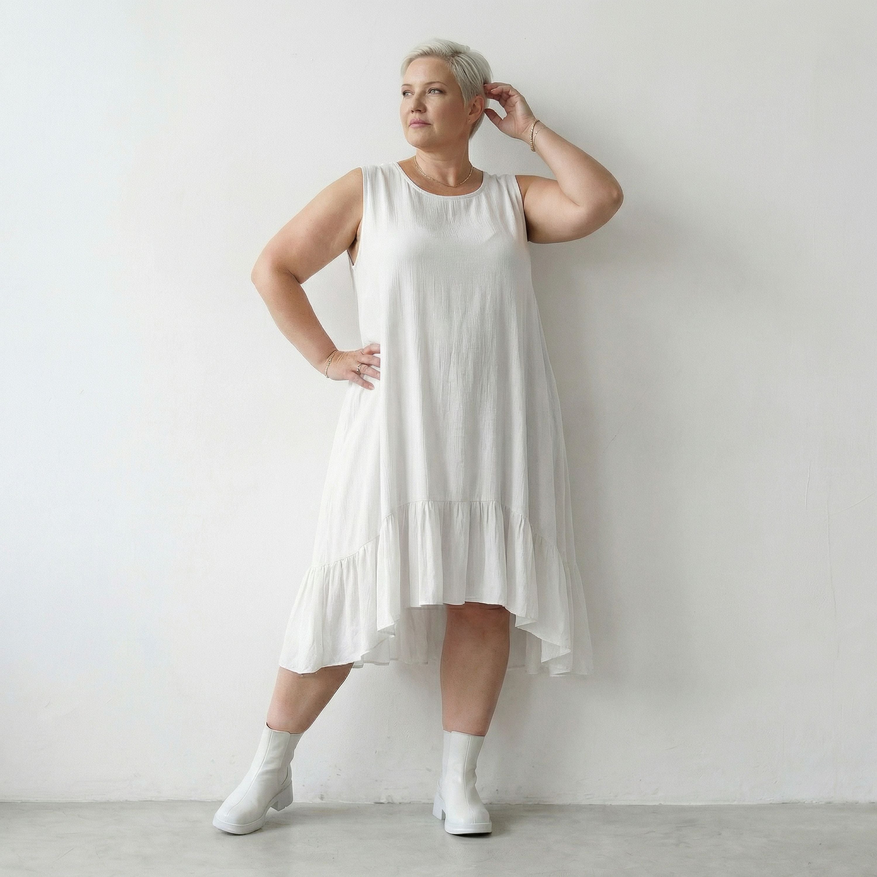 AKH Fashion 7023 Kleid, Weiß