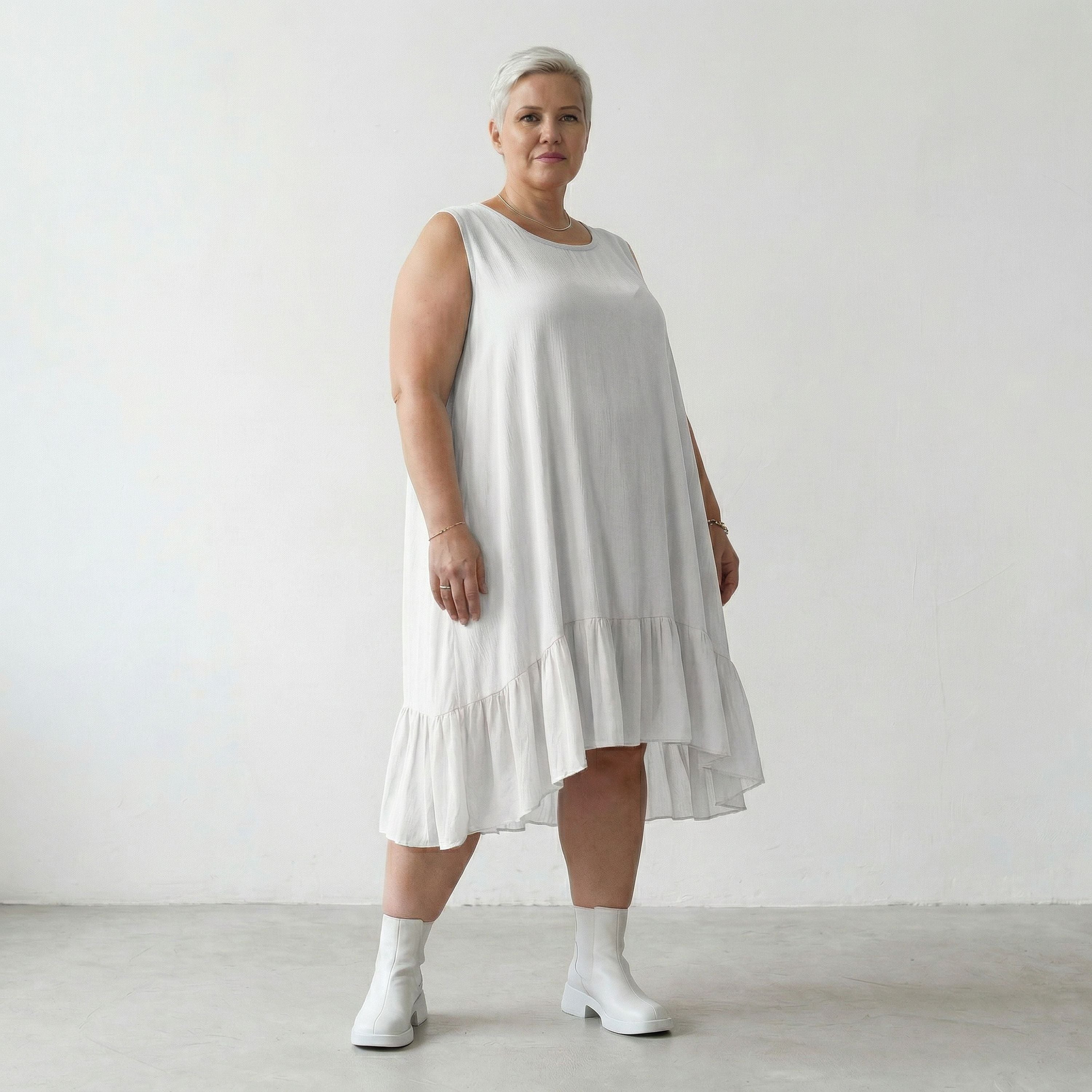 AKH Fashion 7023 Kleid, Weiß