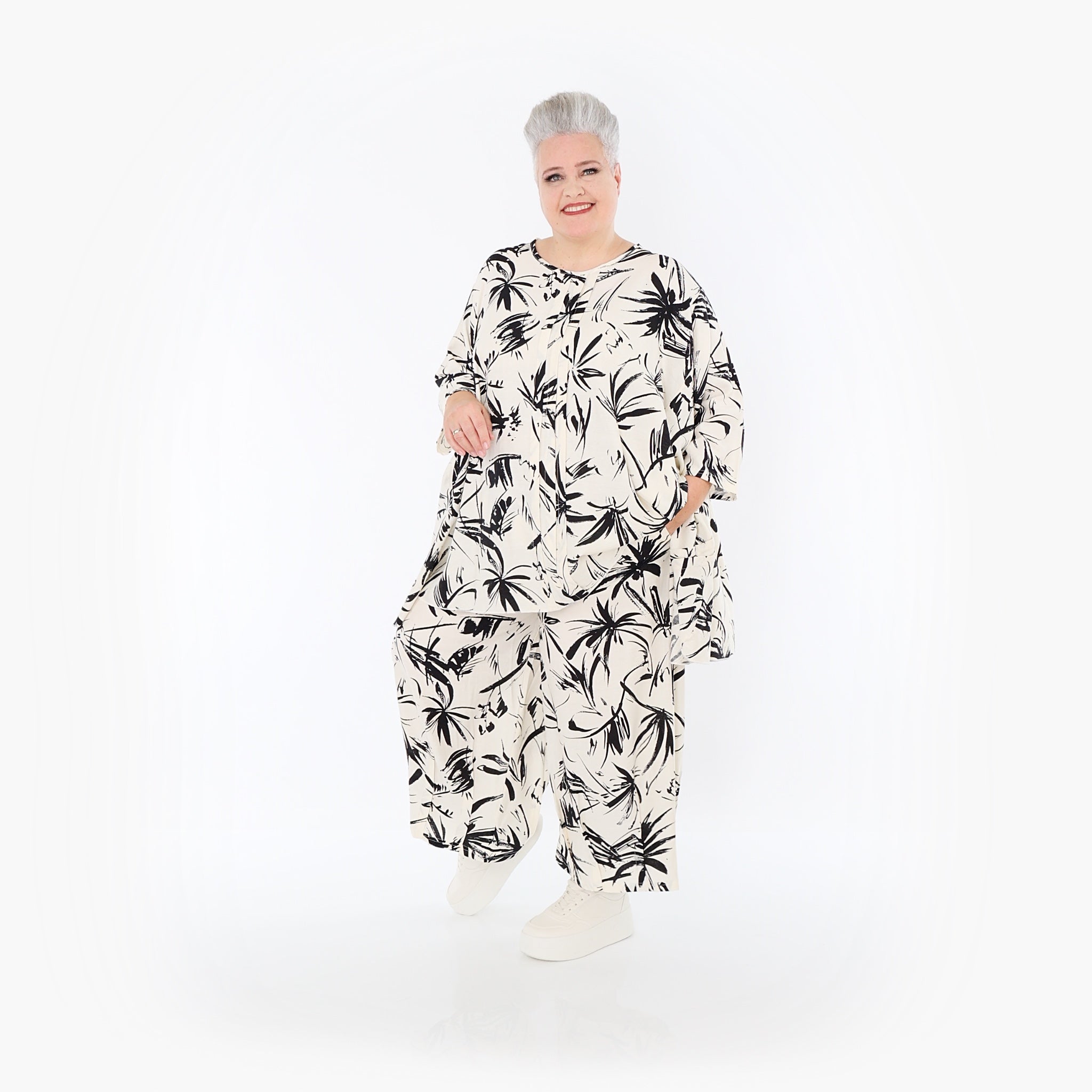 AKH Fashion Trousers 7070 Palmero, Ecru/Black