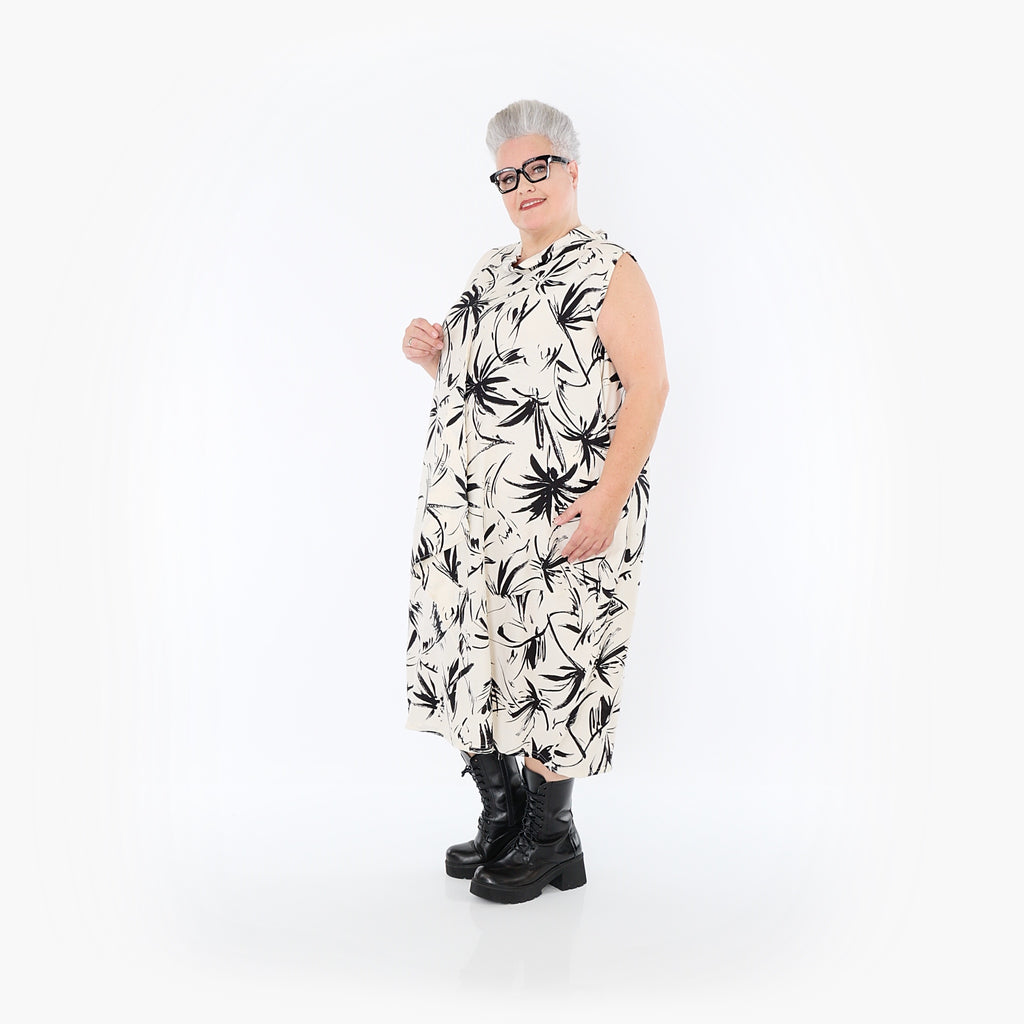 AKH Fashion 7072 Robe, Écru-Noir