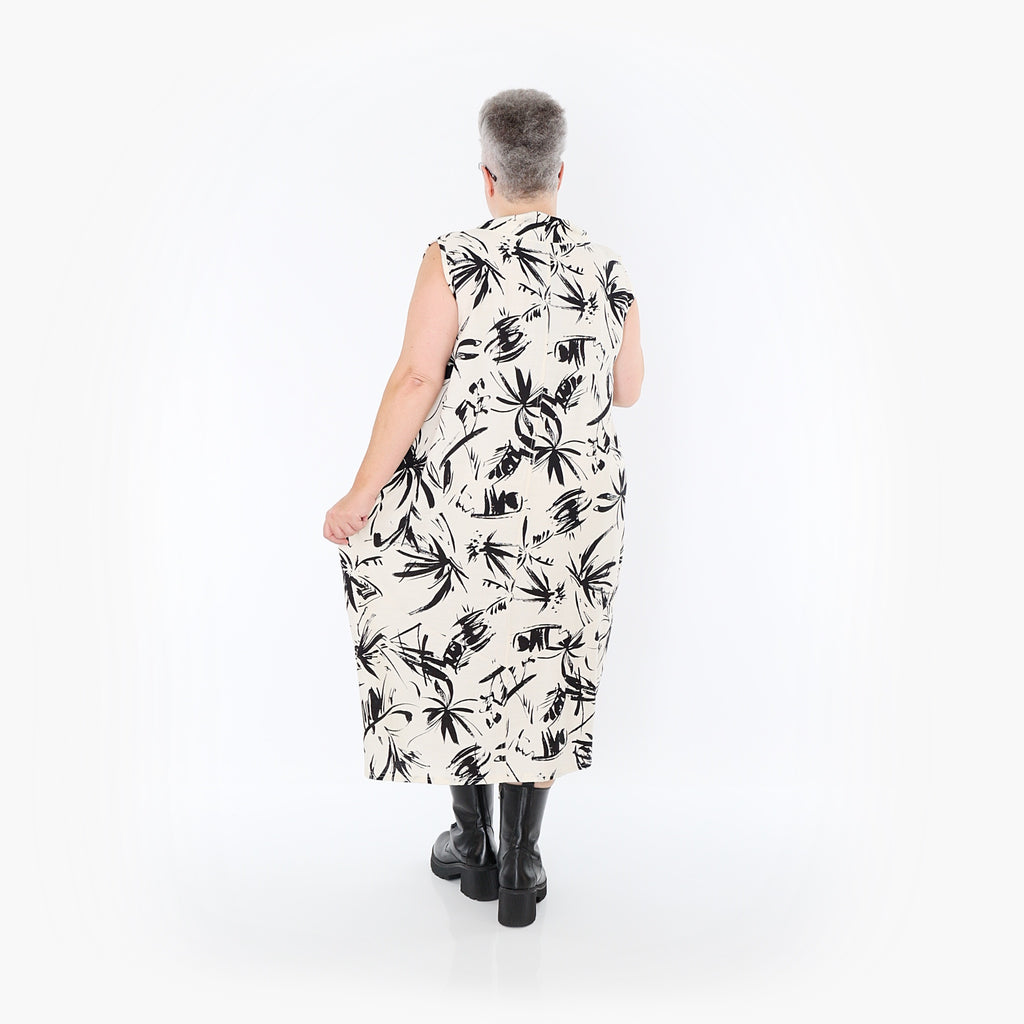 AKH Fashion 7072 Robe, Écru-Noir