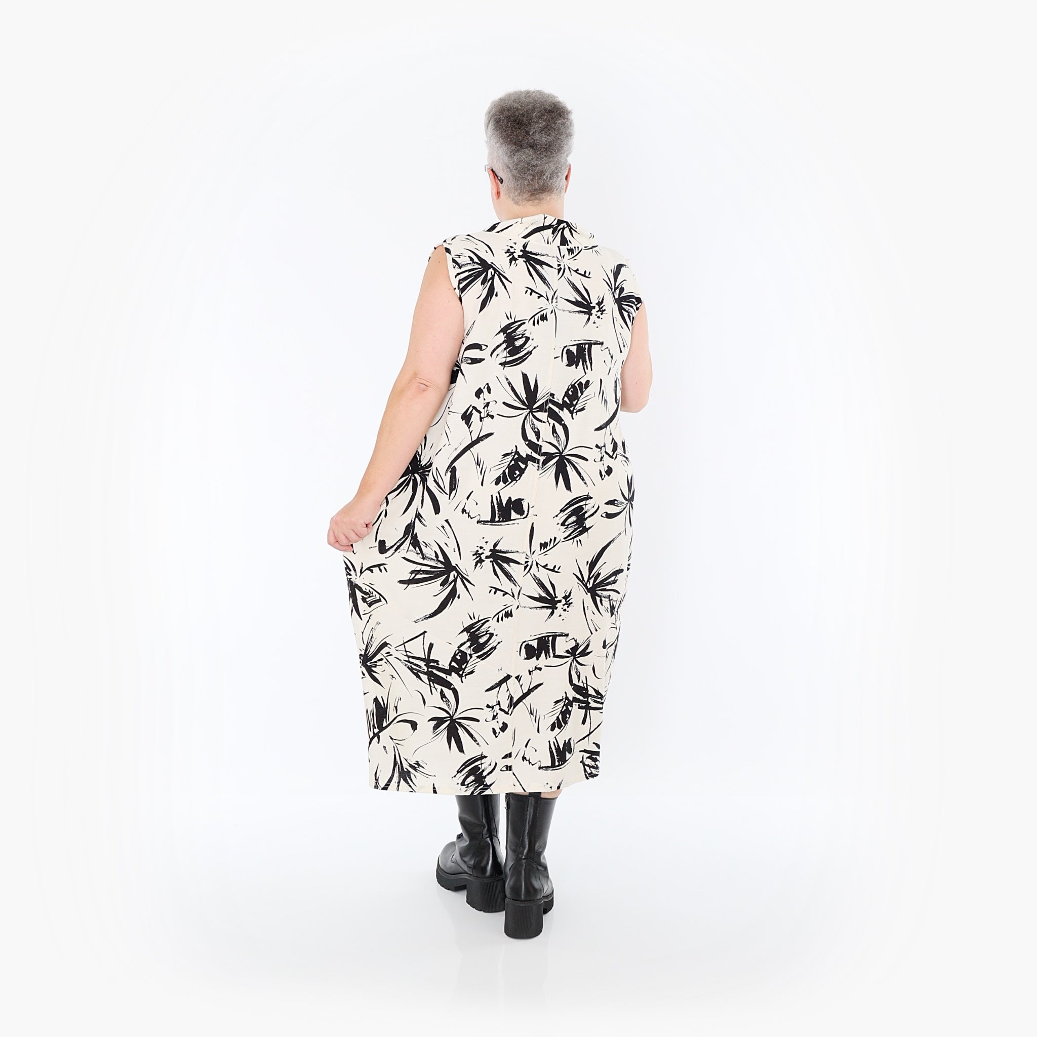 AKH Fashion 7072 Robe, Écru-Noir