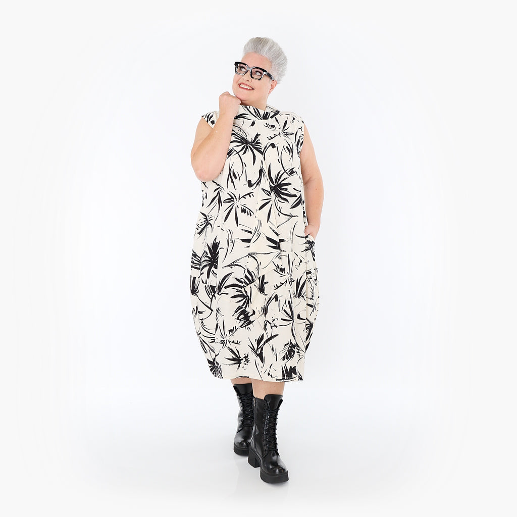 AKH Fashion 7072 Robe, Écru-Noir