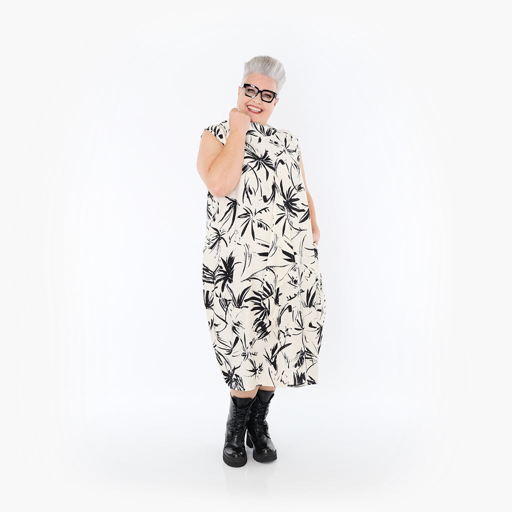 AKH Fashion 7072 Robe, Écru-Noir
