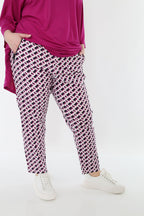 AKH Fashion 7183 Trousers, Navy-Fuchsia-White