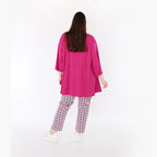 AKH Fashion 7183 Trousers, Navy-Fuchsia-White