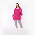 AKH Fashion 7183 Trousers, Navy-Fuchsia-White