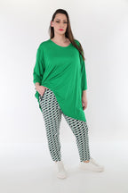 AKH Fashion 7183 Trousers, Navy-Green-White