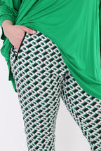 AKH Fashion 7183 Trousers, Navy-Green-White