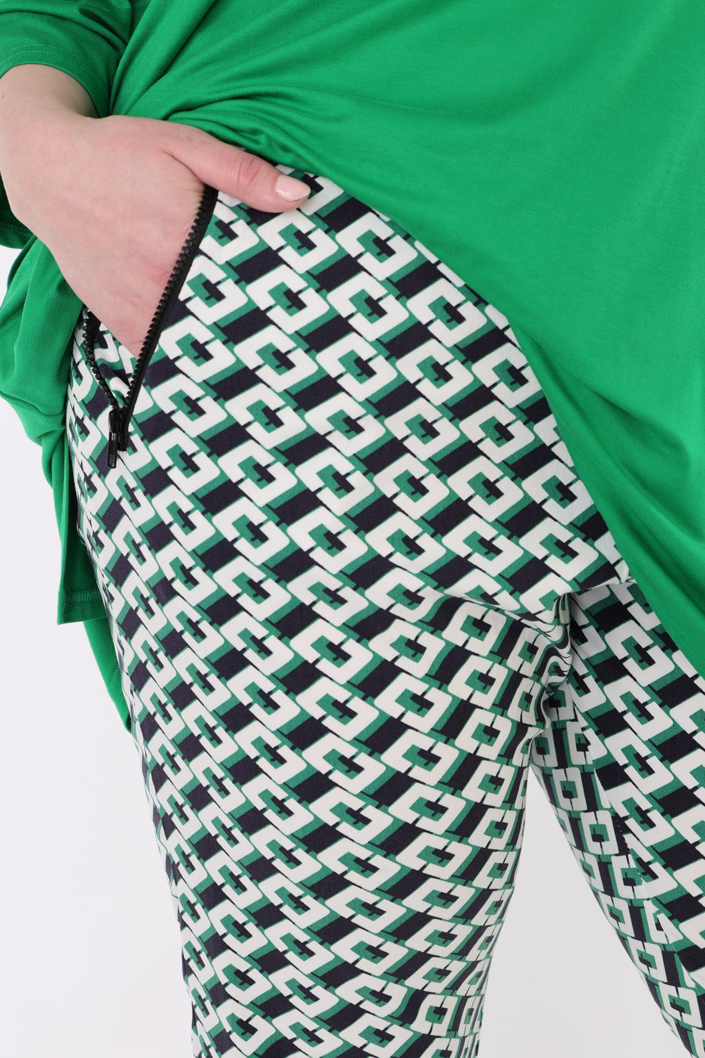AKH Fashion 7183 Trousers, Navy-Green-White