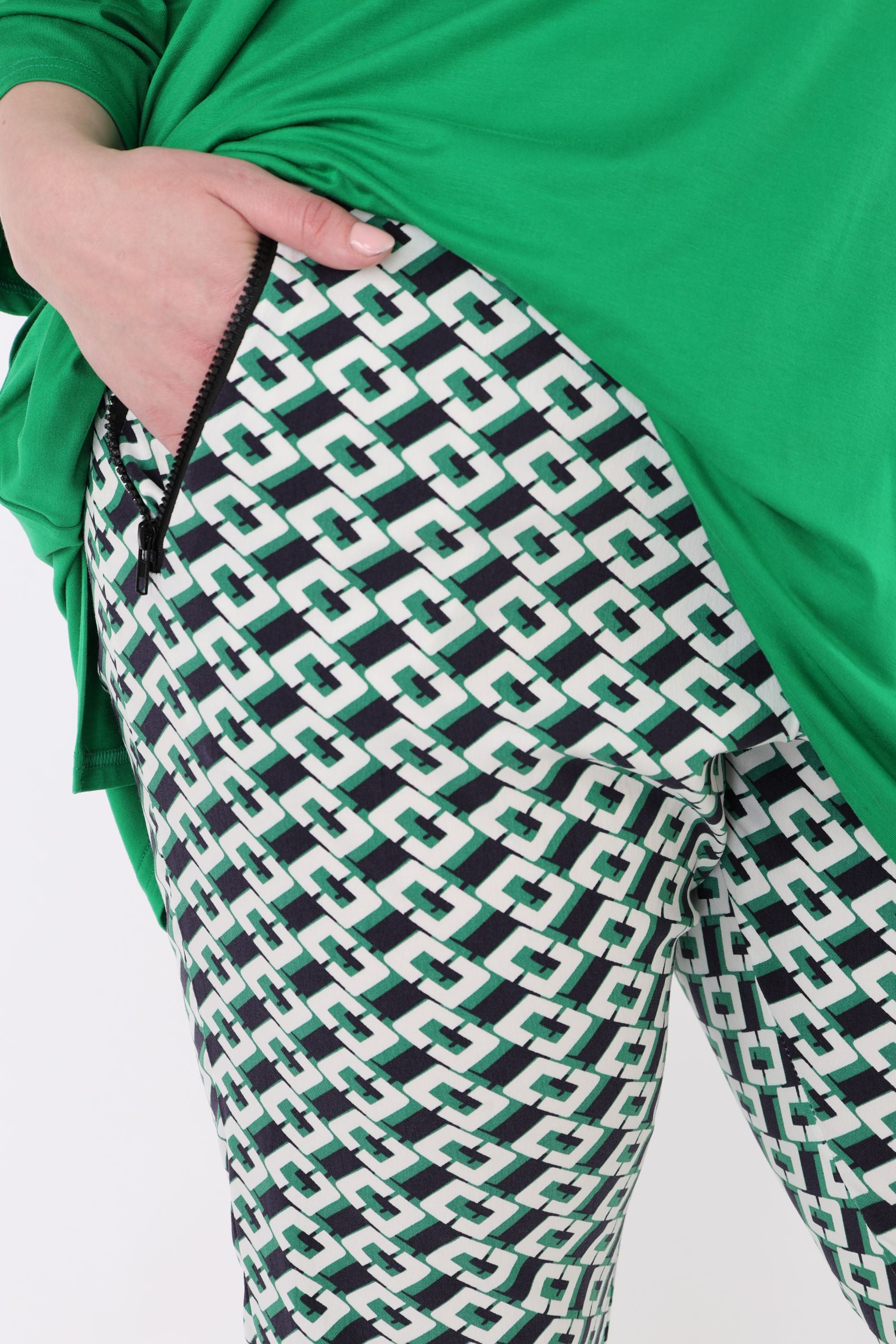 AKH Fashion 7183 Trousers, Navy-Green-White