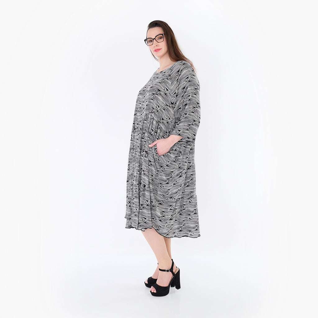 AKH Fashion 7065 Dress, Black and White