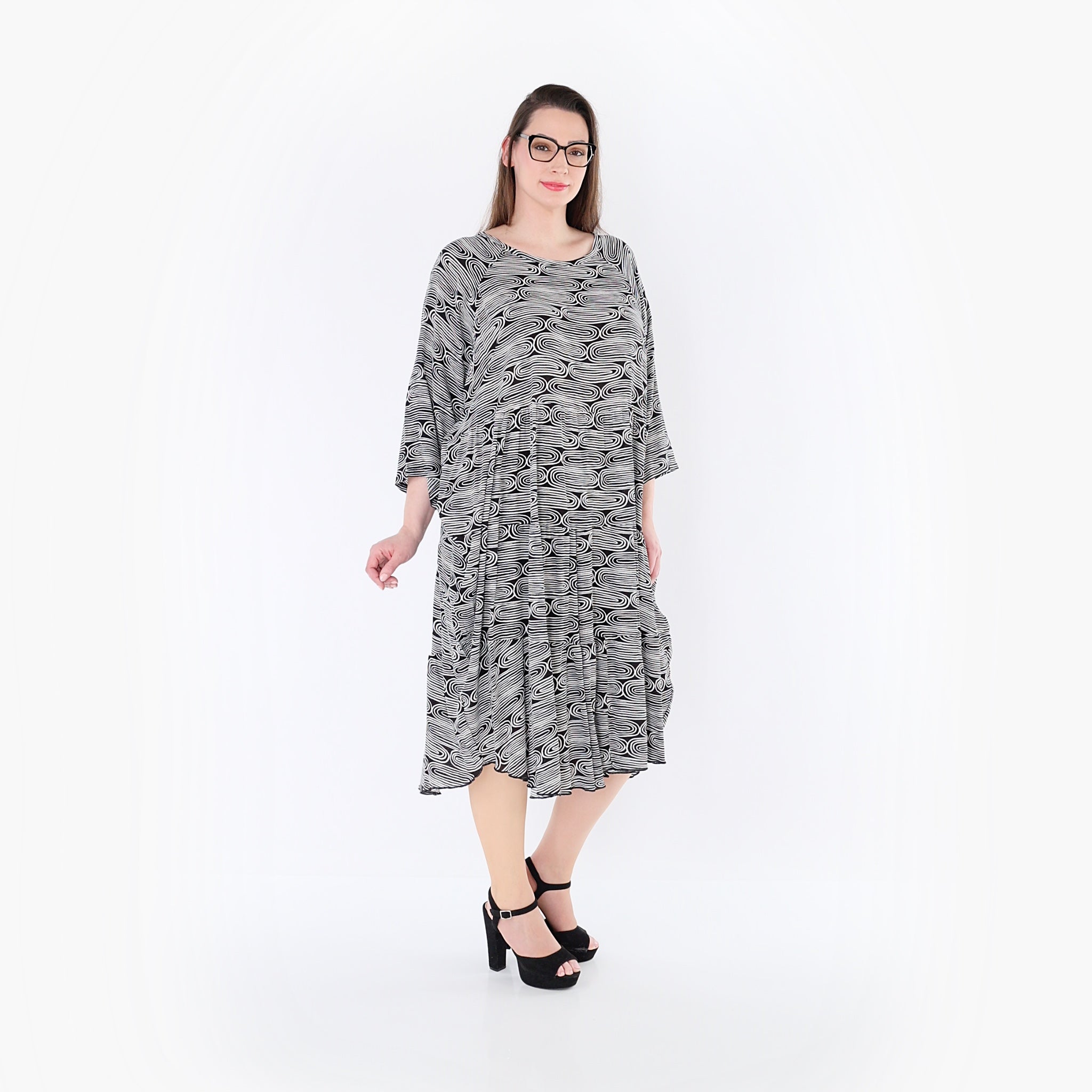 AKH Fashion Kleid 7065 SummerLove, Schwarz-Weiß