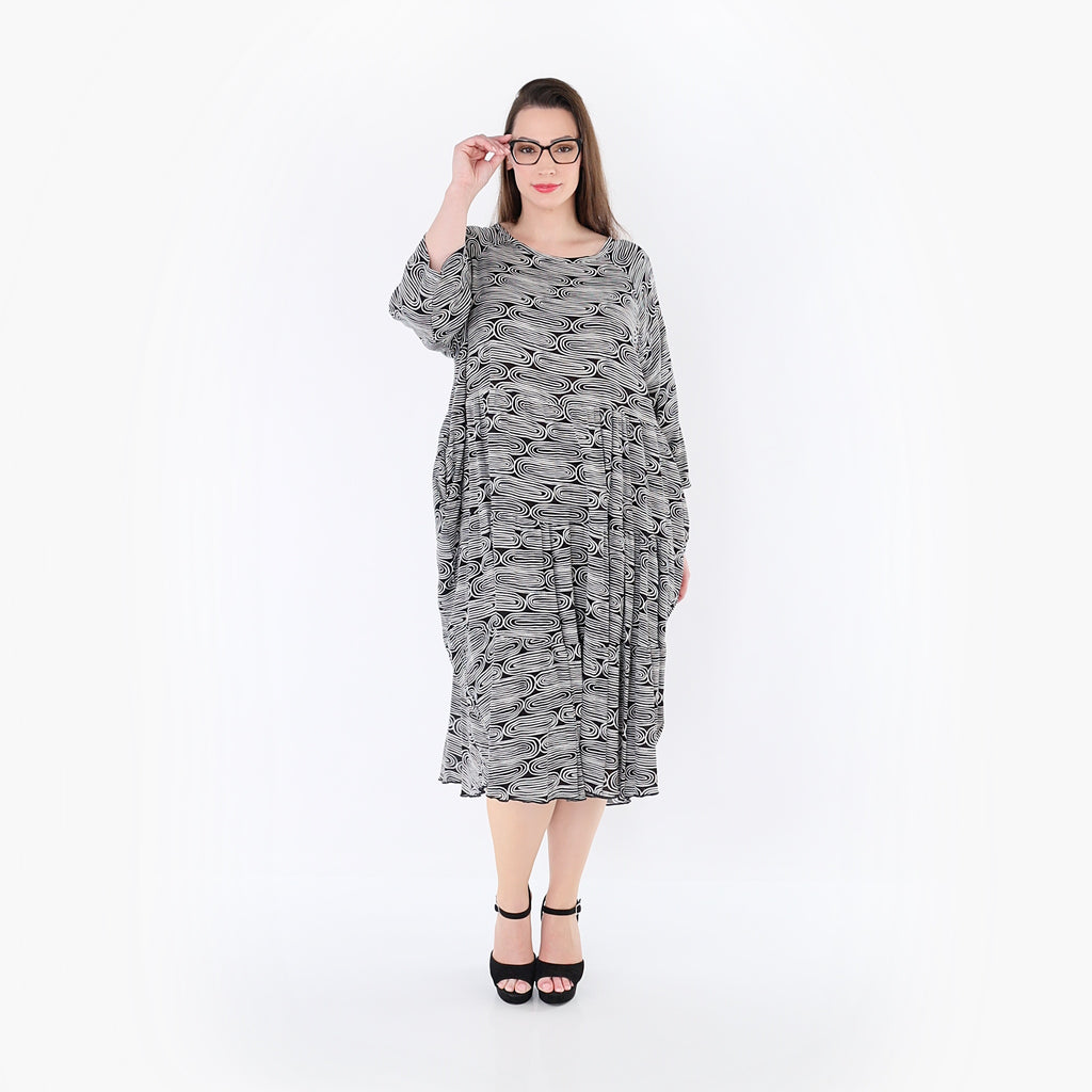 AKH Fashion 7065 Dress, Black and White