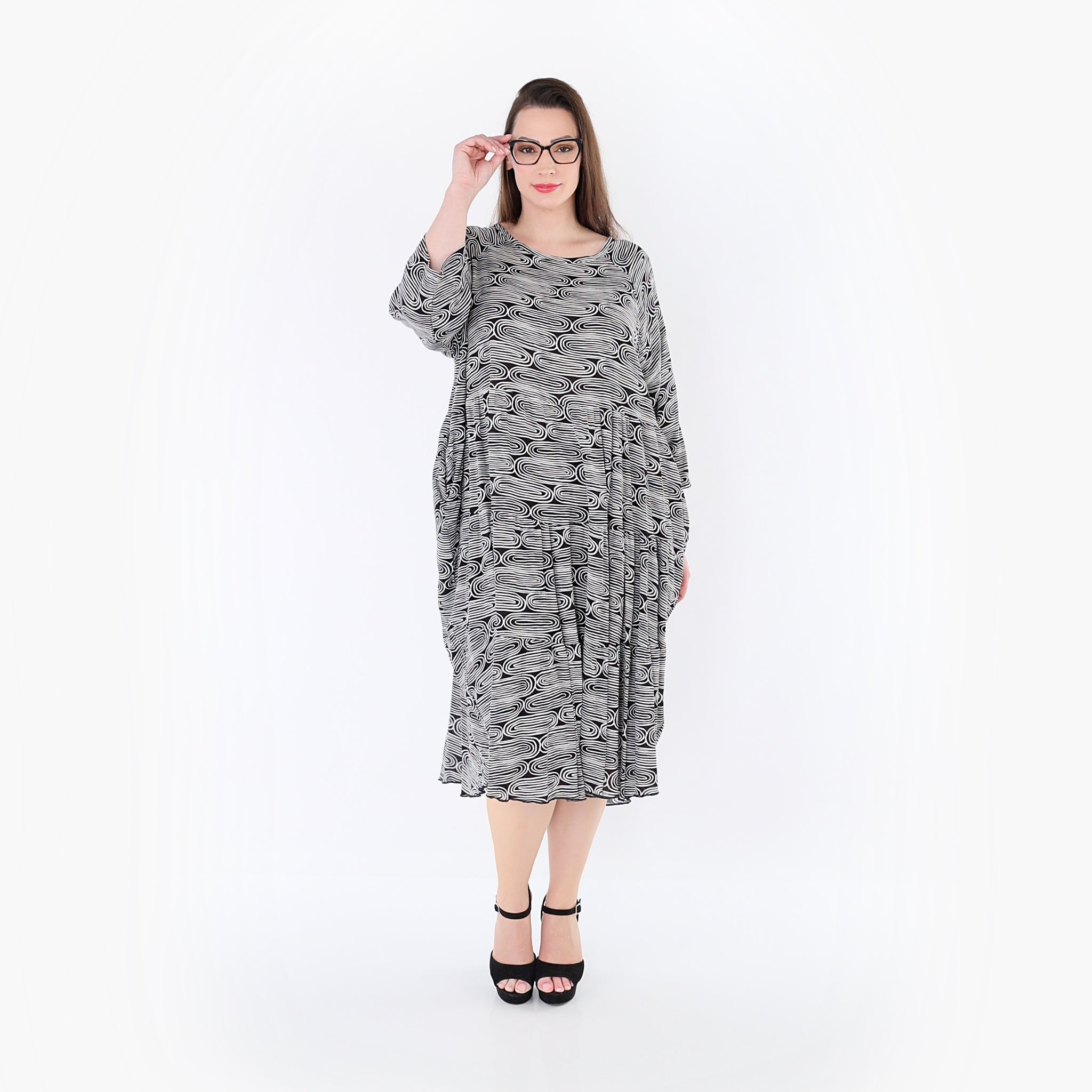 AKH Fashion Kleid 7065 SummerLove, Schwarz-Weiß
