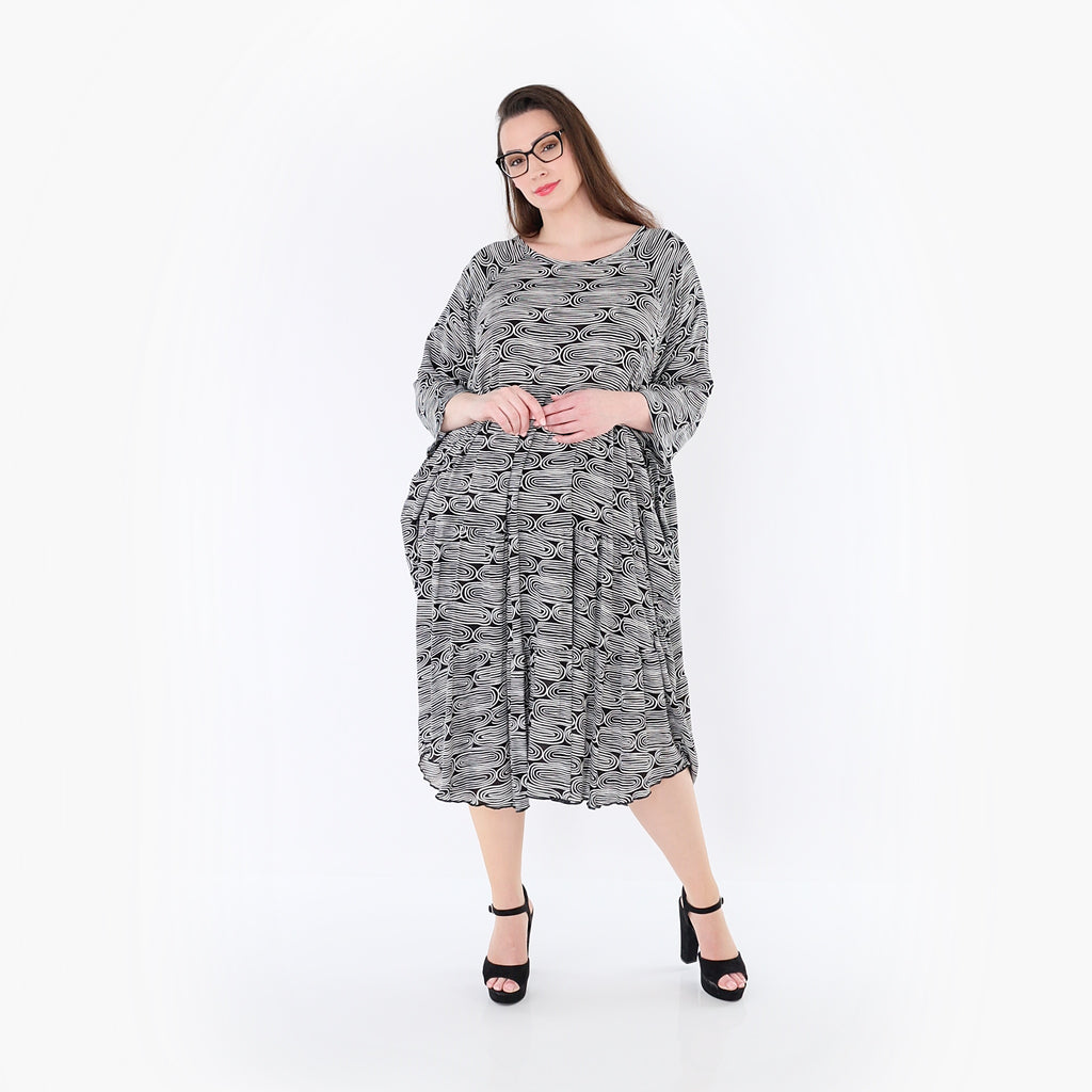 AKH Fashion 7065 Dress, Black and White