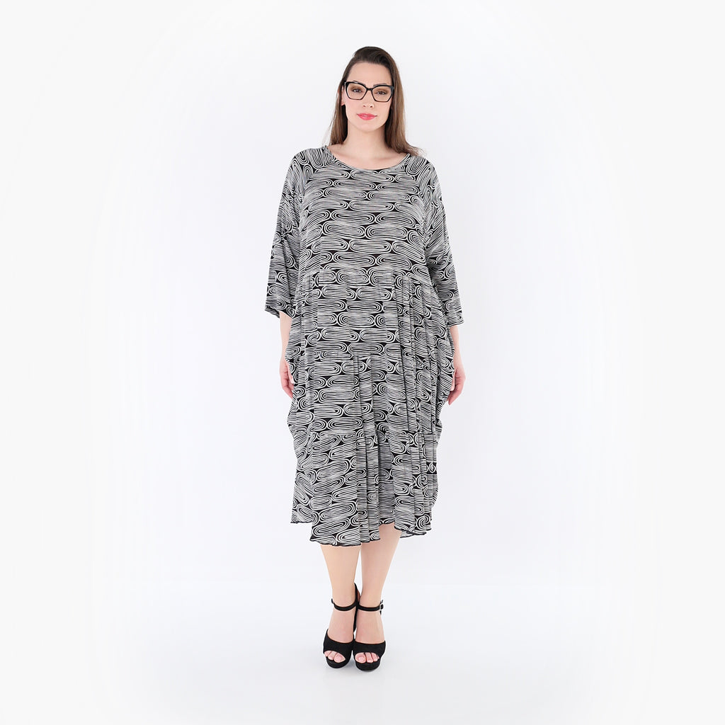 AKH Fashion 7065 Dress, Black and White