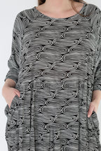 AKH Fashion 7065 Dress, Black and White