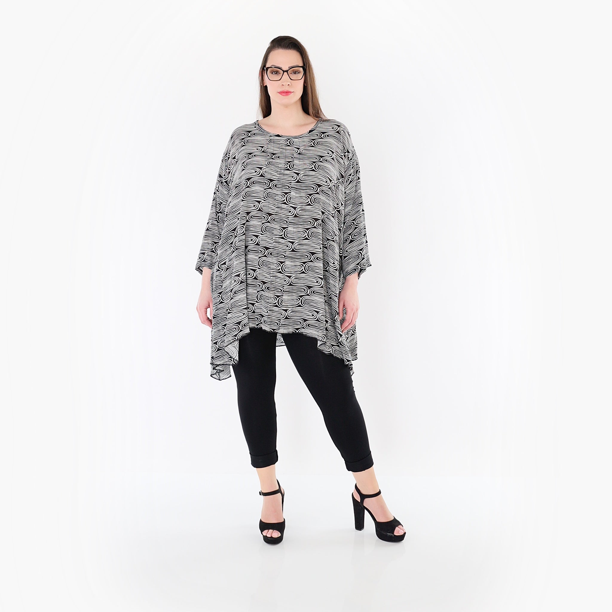AKH Fashion 7069 Big Shirt, Black and White