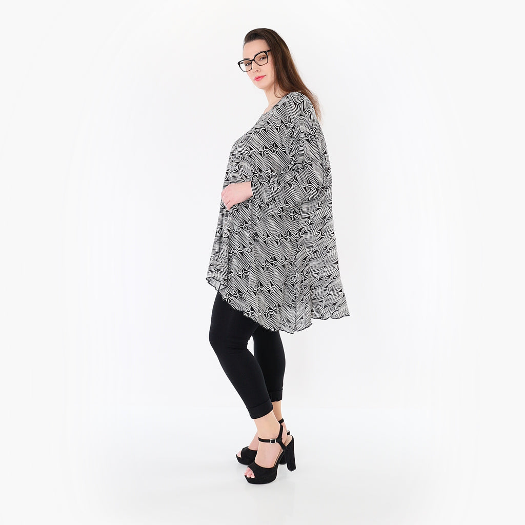 AKH Fashion 7069 Big Shirt, Black and White