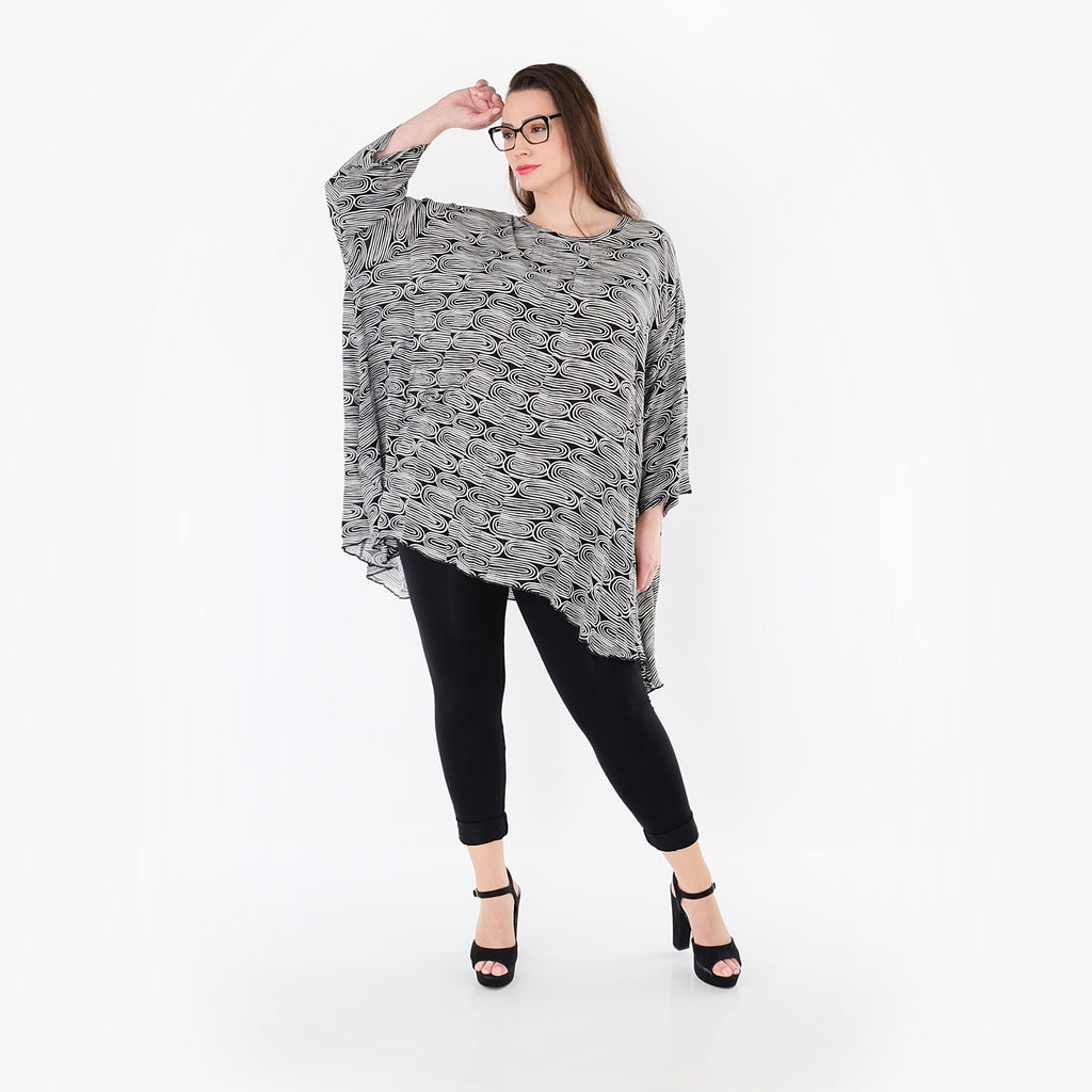AKH Fashion 7069 Big Shirt, Black and White
