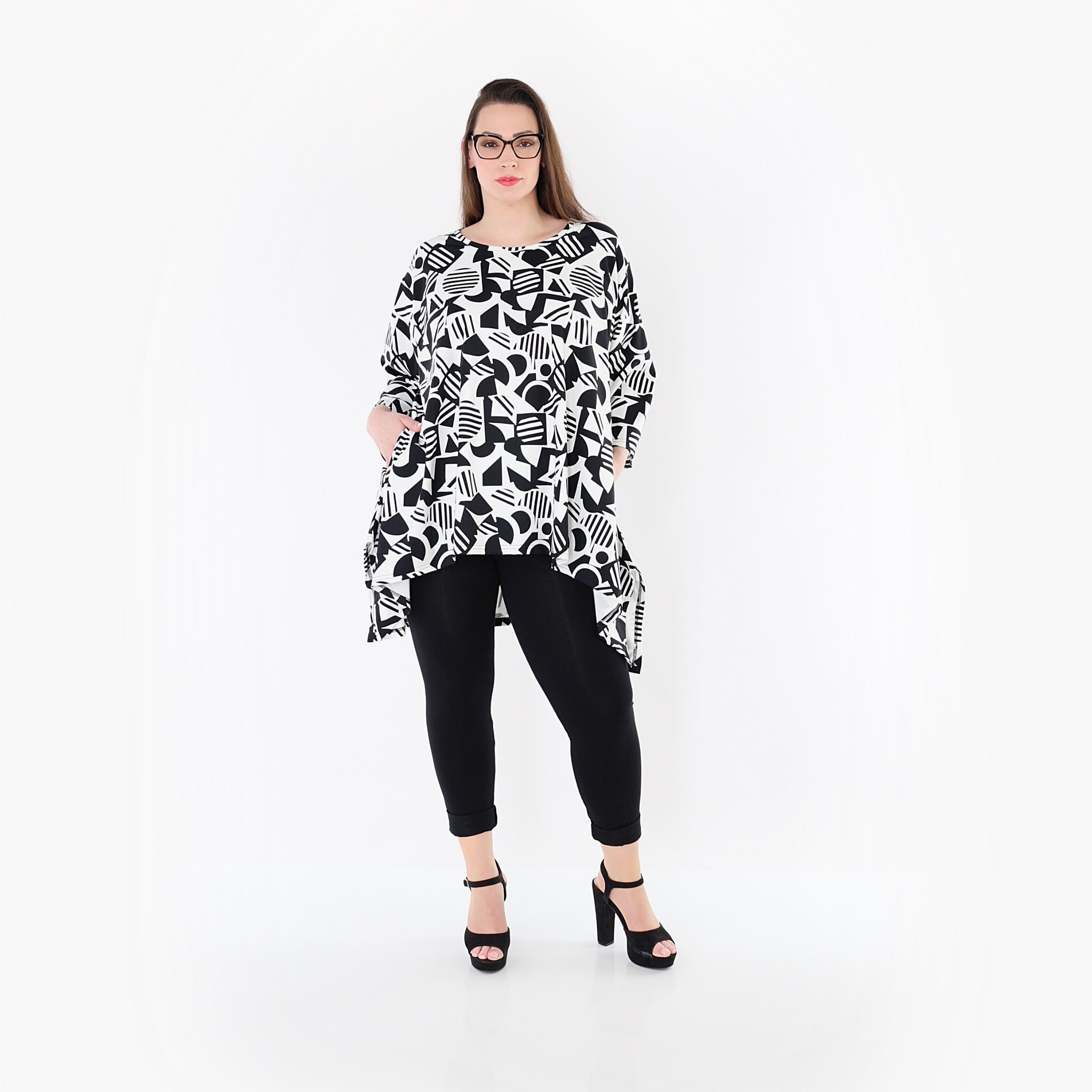 AKH Fashion 6809 Big Shirt, White-Black