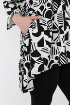 AKH Fashion 6809 Big Shirt, White-Black